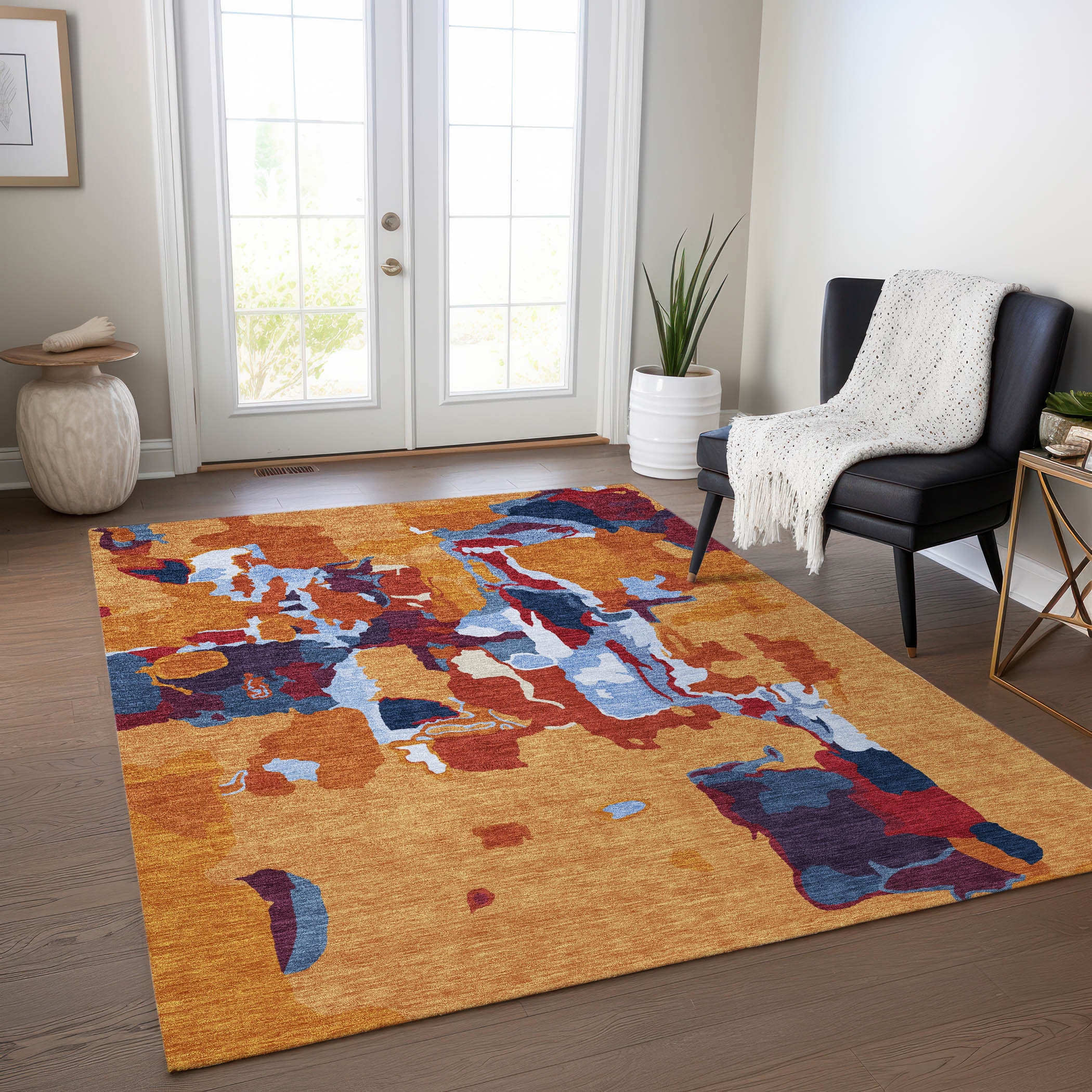 Addison Rugs ACN1028CP3X5 Chantille ACN1028CP 3 x 5 (ft) Polyester Copper Rectangular Indoor/Outdoor Geometric Machine washable Area rug