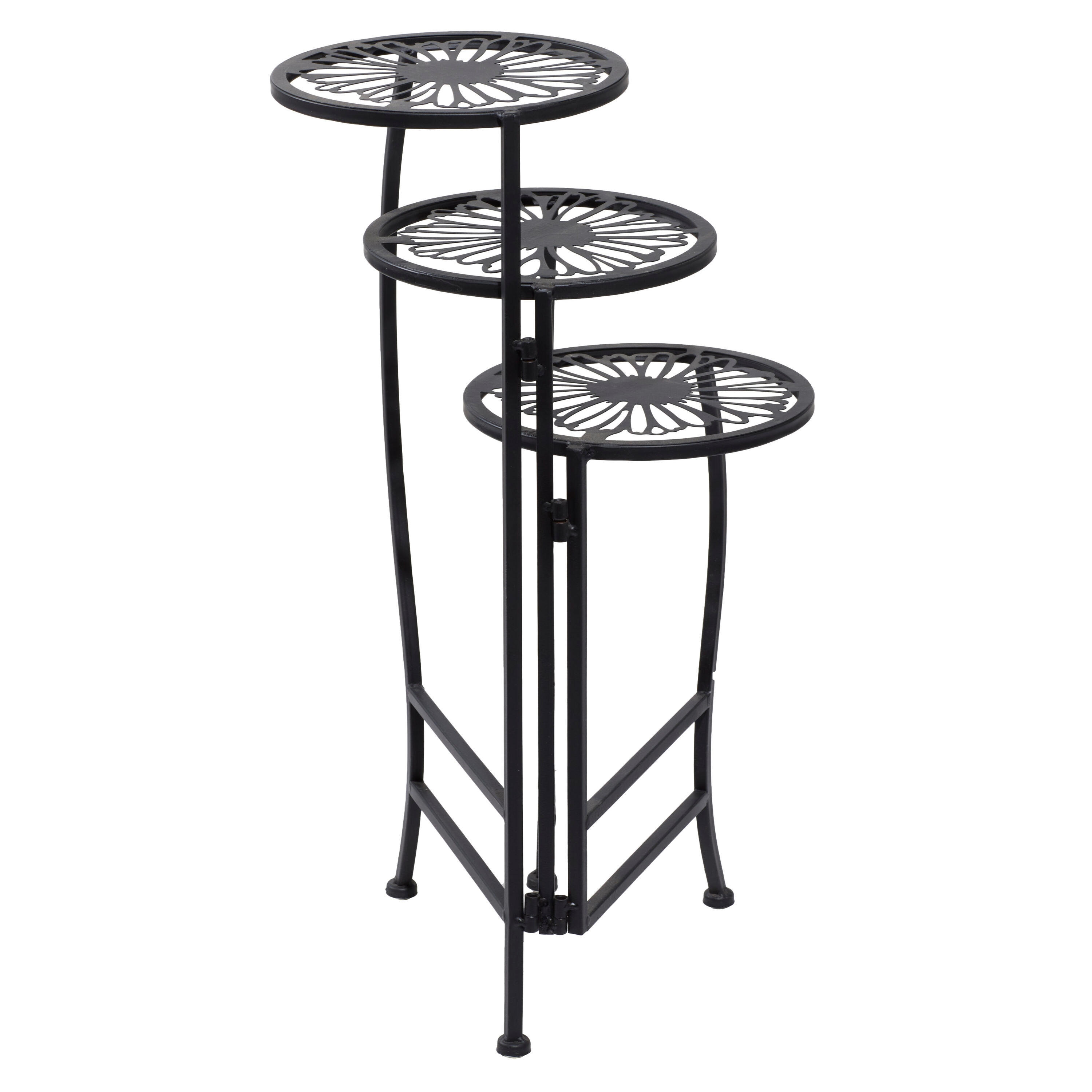 Grayson Lane 24-in H X 38-in W Polished Black 3 Tier Indoor Outdoor 