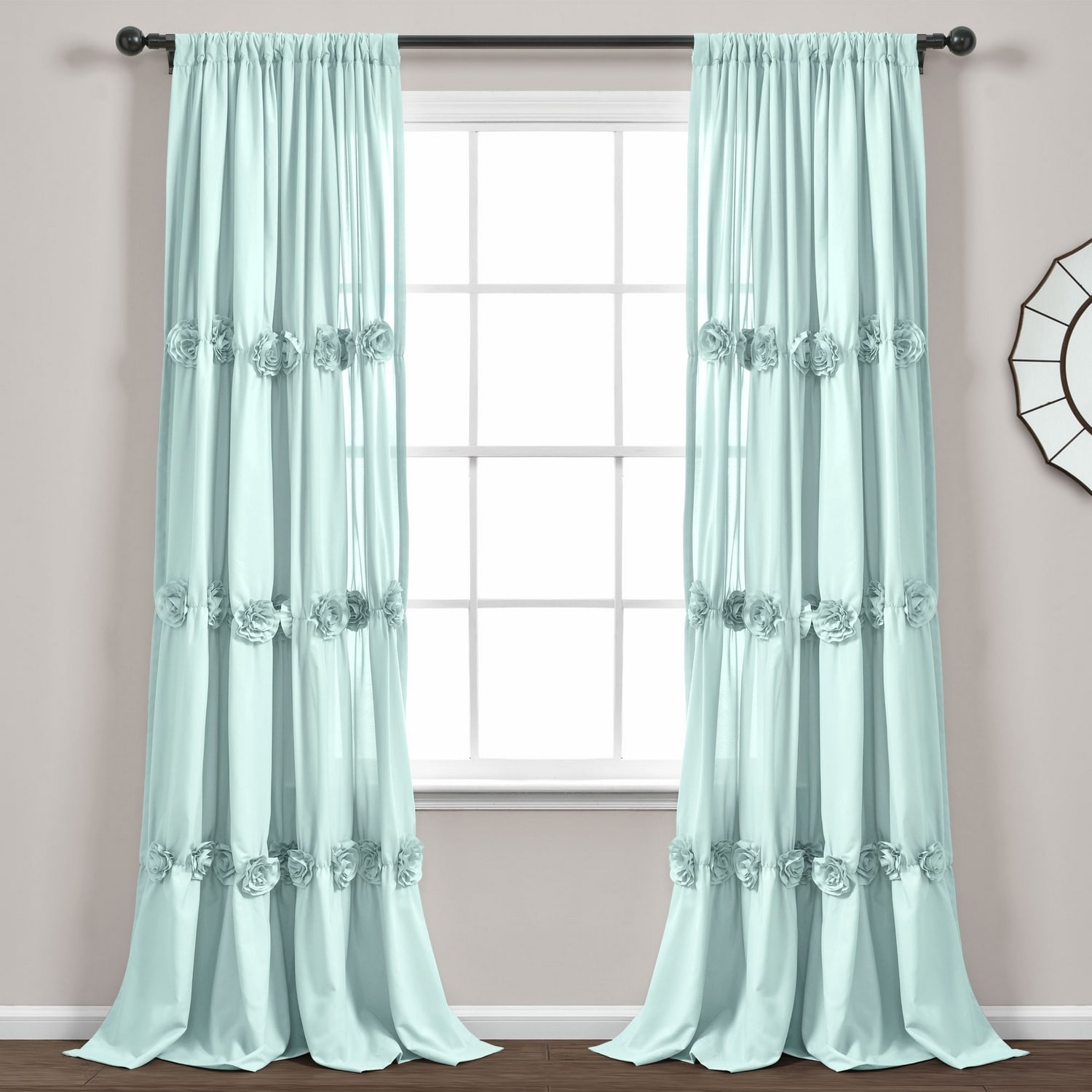 Lush Decor 16T005091 84-Inches Blue Rod pocket Single curtain panel