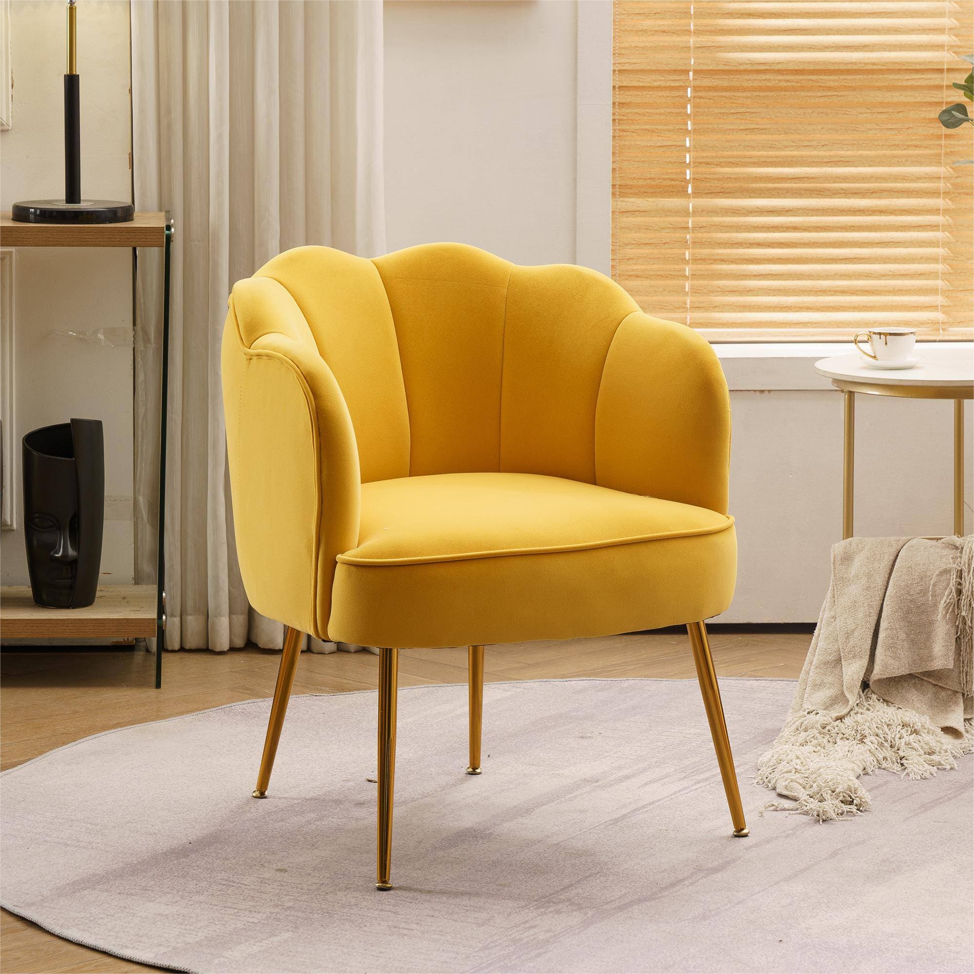 Yiekholo Casual Yellow Velvet Accent Chair at Lowes.com