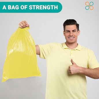 PlasticMill 40-45 Gallon Garbage Bags: Yellow, 1.5 mil, 40x46, 100 Bags.