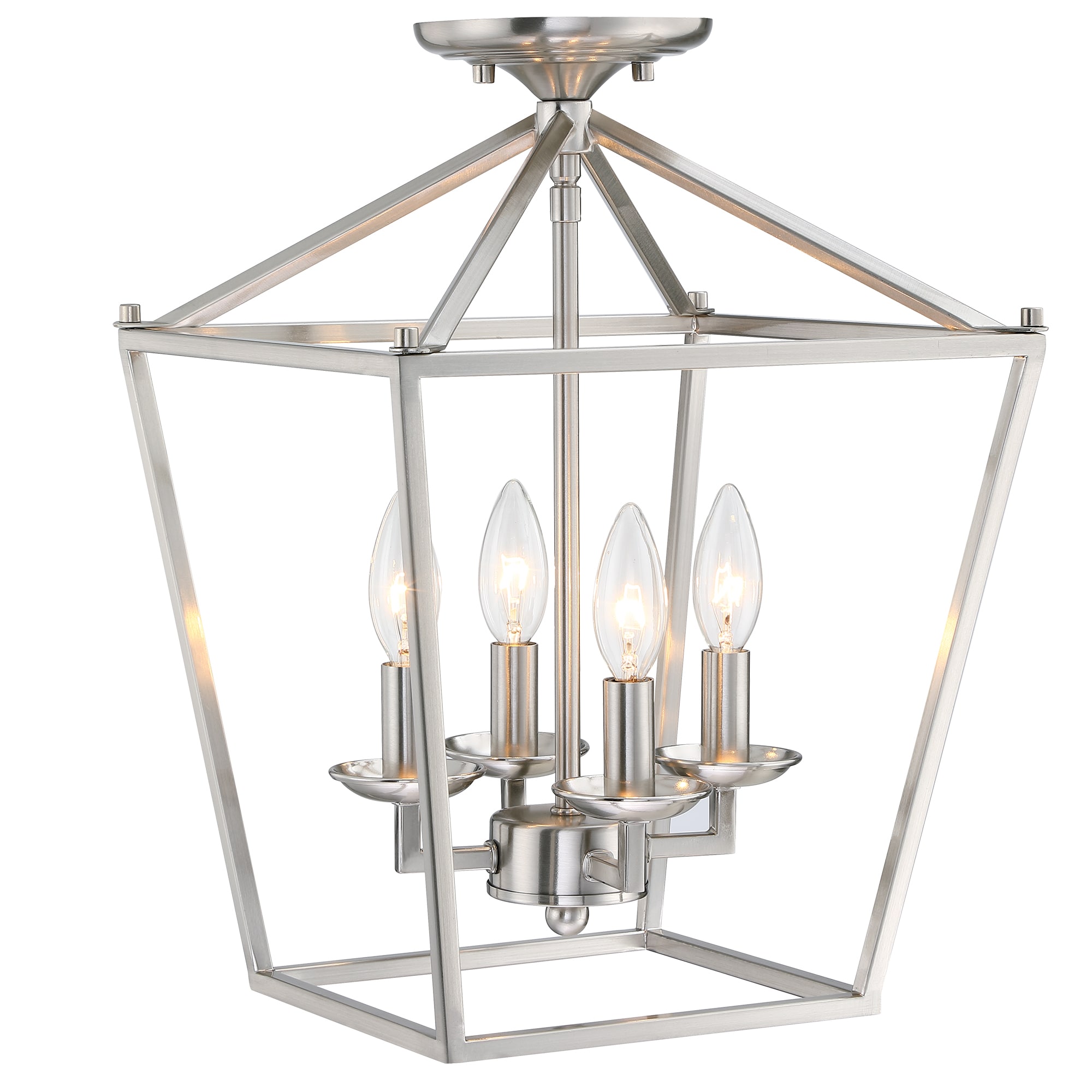 Hukoro FL50224-FM-BN 4 -Light 12-in Brushed Nickel Semi Flush Mount Light