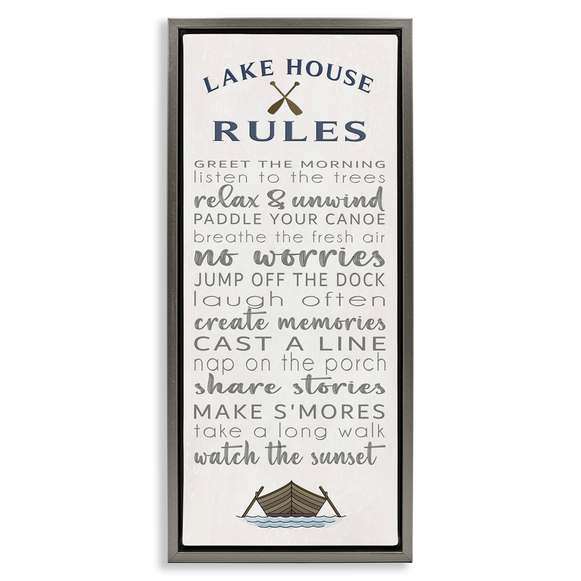 Stupell Industries BT-583-FFL-10X24 Fun Lake House Rules Floating Frame design by Seven Trees Design