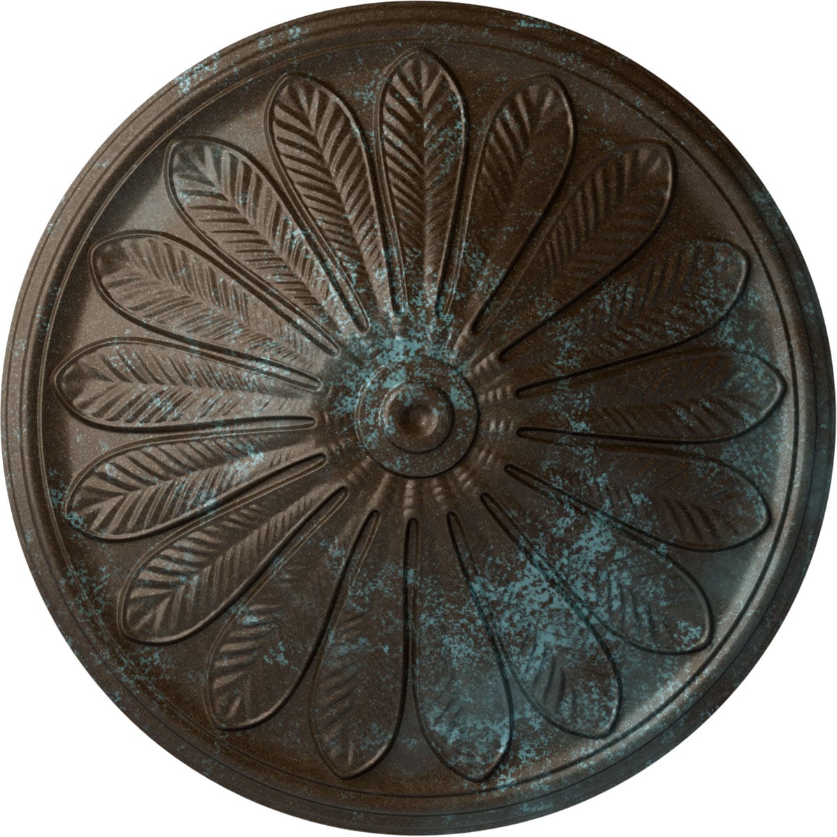 Ekena Millwork CM25BRBBS Brontes 25.5-in W x 25.5-in L Painted Bronze Blue Patina Polyurethane Whole Ceiling Medallion