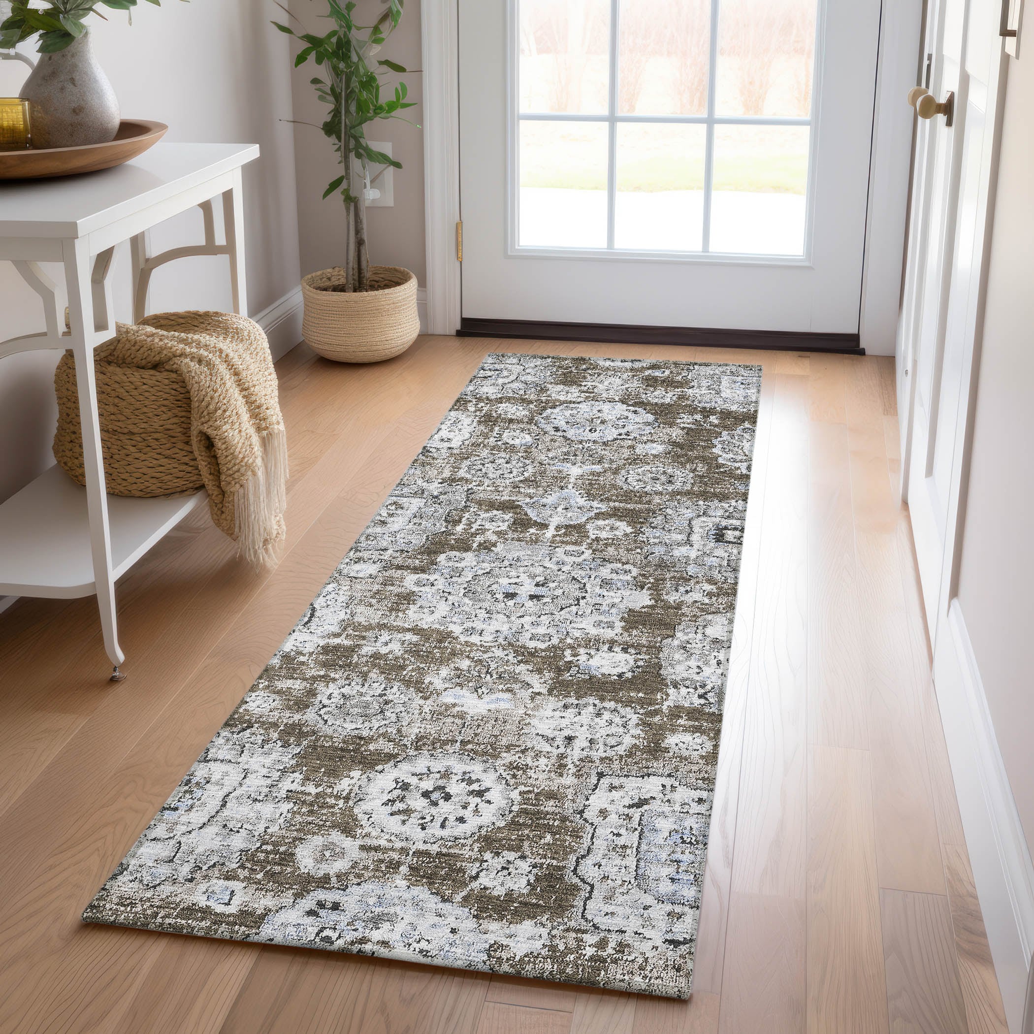 Addison Rugs ACN634CH2X8 Chantille ACN634CH 2 x 7 (ft) Polyester Chocolate Rectangular Indoor/Outdoor Geometric Machine washable Runner rug