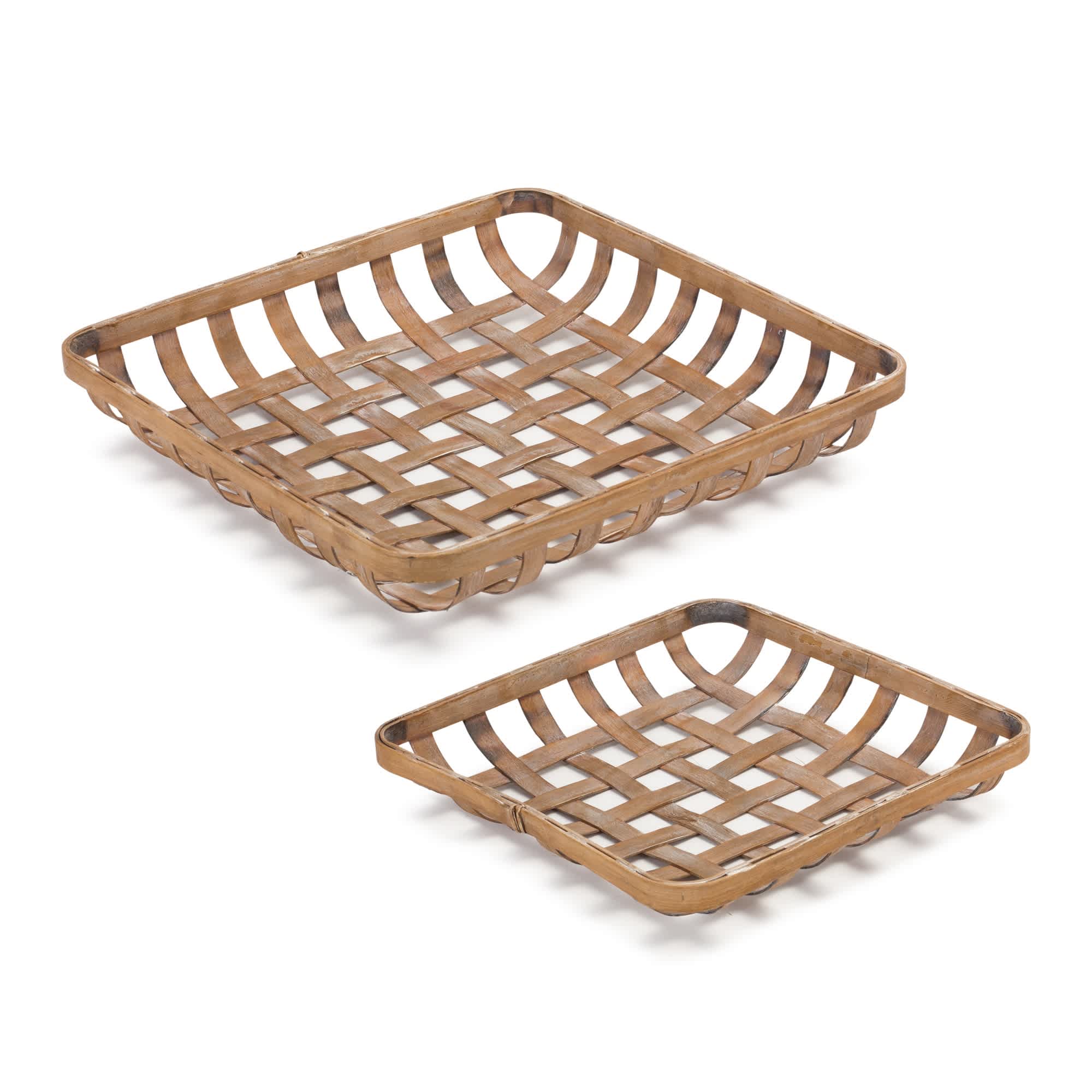Melrose International 85616DS Tray Set of 2 13.5L x 2.25H 17L x 3.25H Bamboo