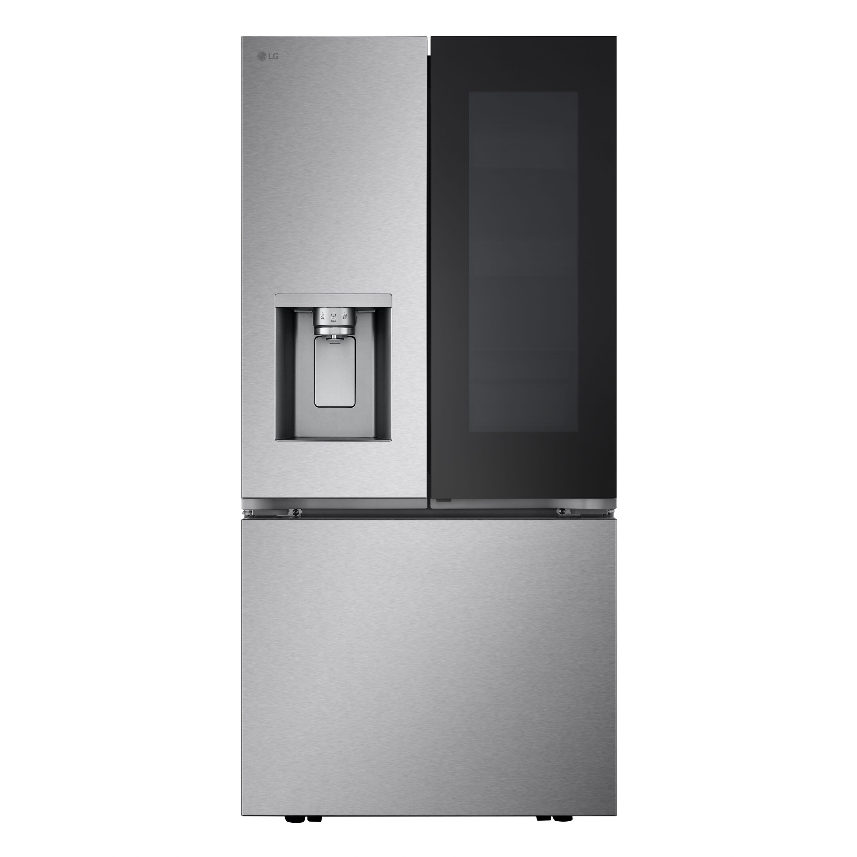 LG LF25S6560S Standard-Depth InstaView 24.5-cu ft 3 -Door Smart Compatible French Door Refrigerator with Dual Ice Maker with Water and Ice Dispenser and Door within Door ( PrintProof Stainless Steel )