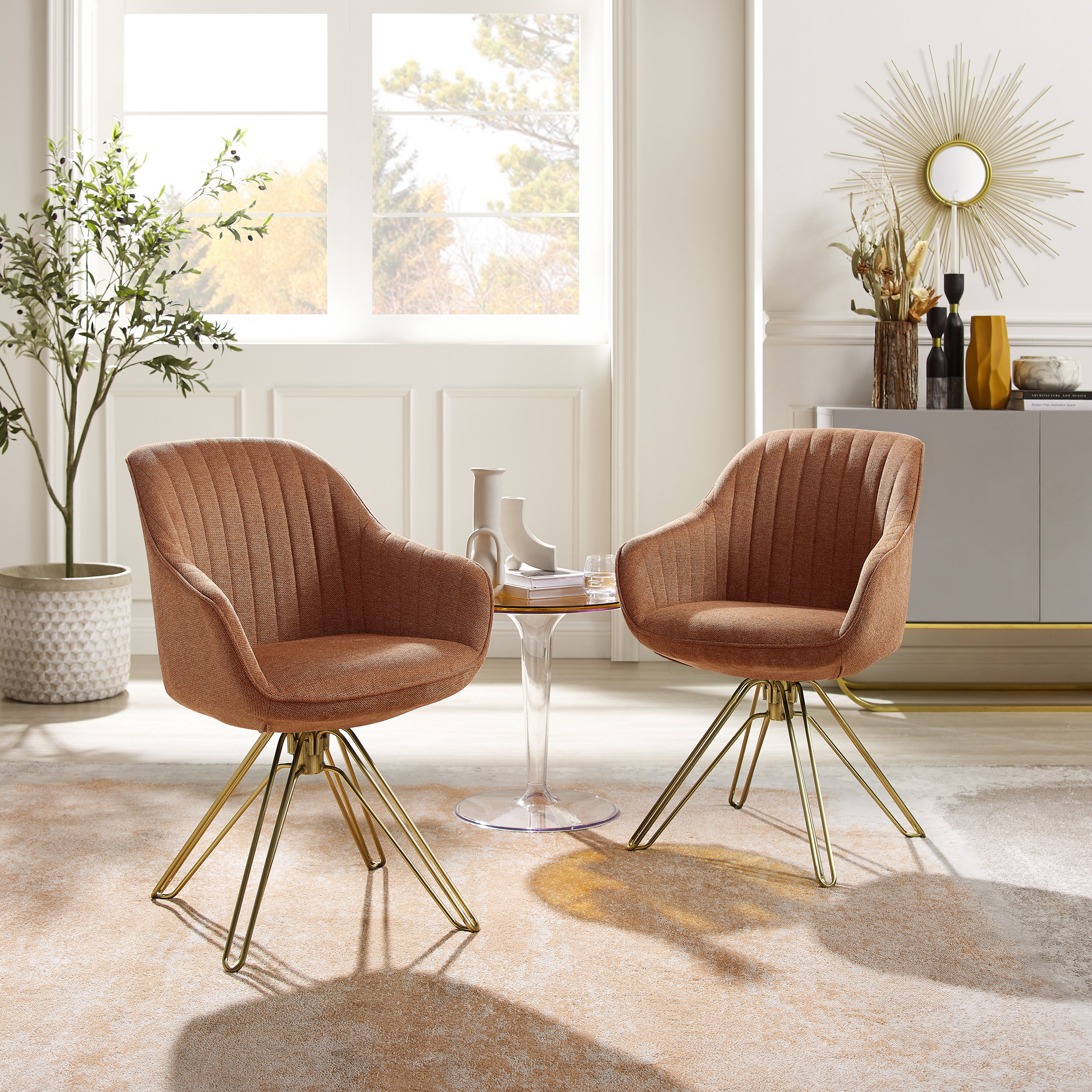 Art Leon CC045-1-OR Modern Orange Swivel Accent Chair