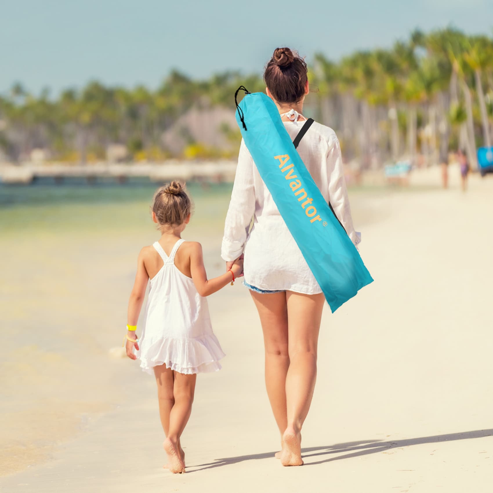Blue Pop-Up Beach Tent with Carry Bag and UV Protection
