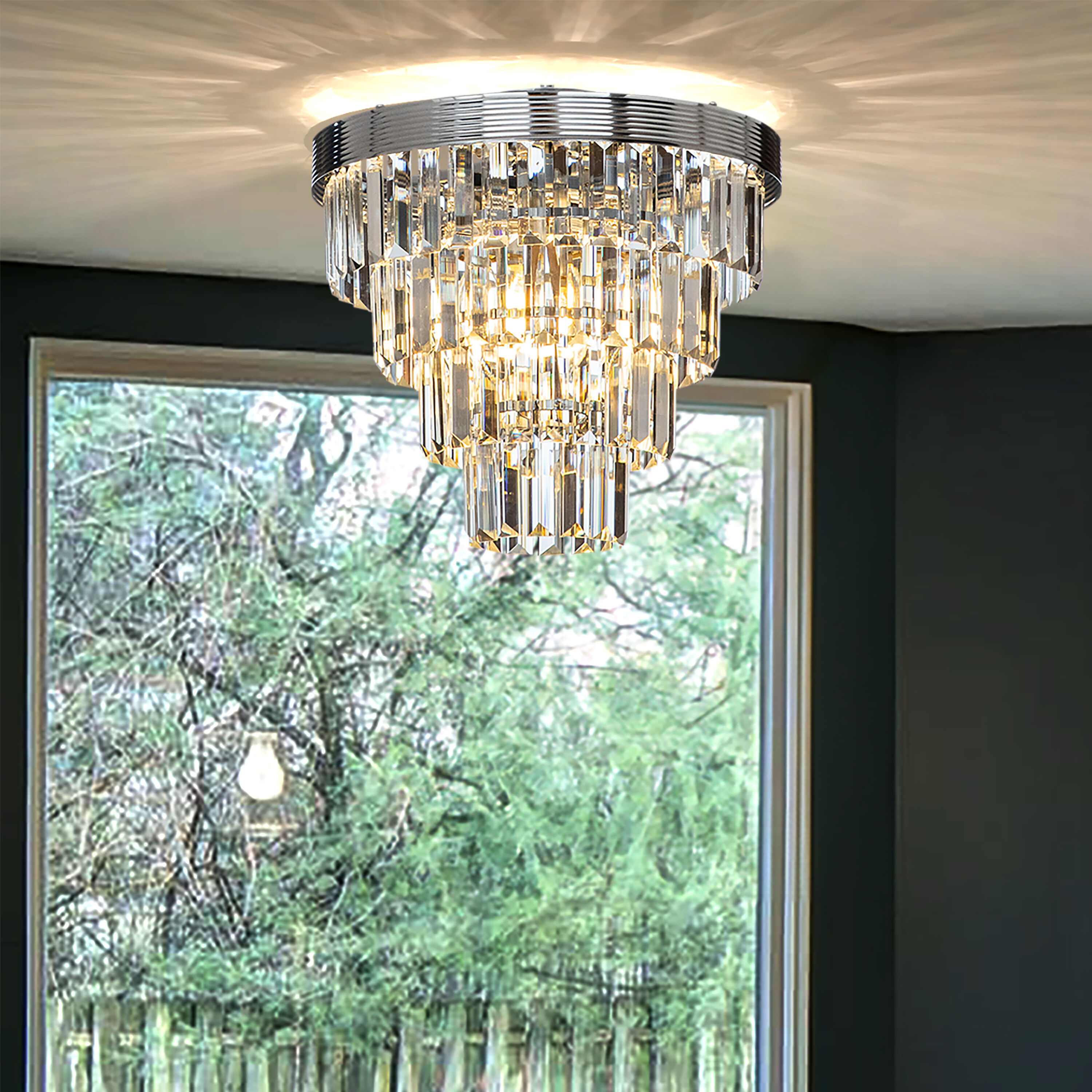 AloaDecor Lighting LC7002D30CR06A 3 -Light 13-in Polished Chrome Flush Mount Light
