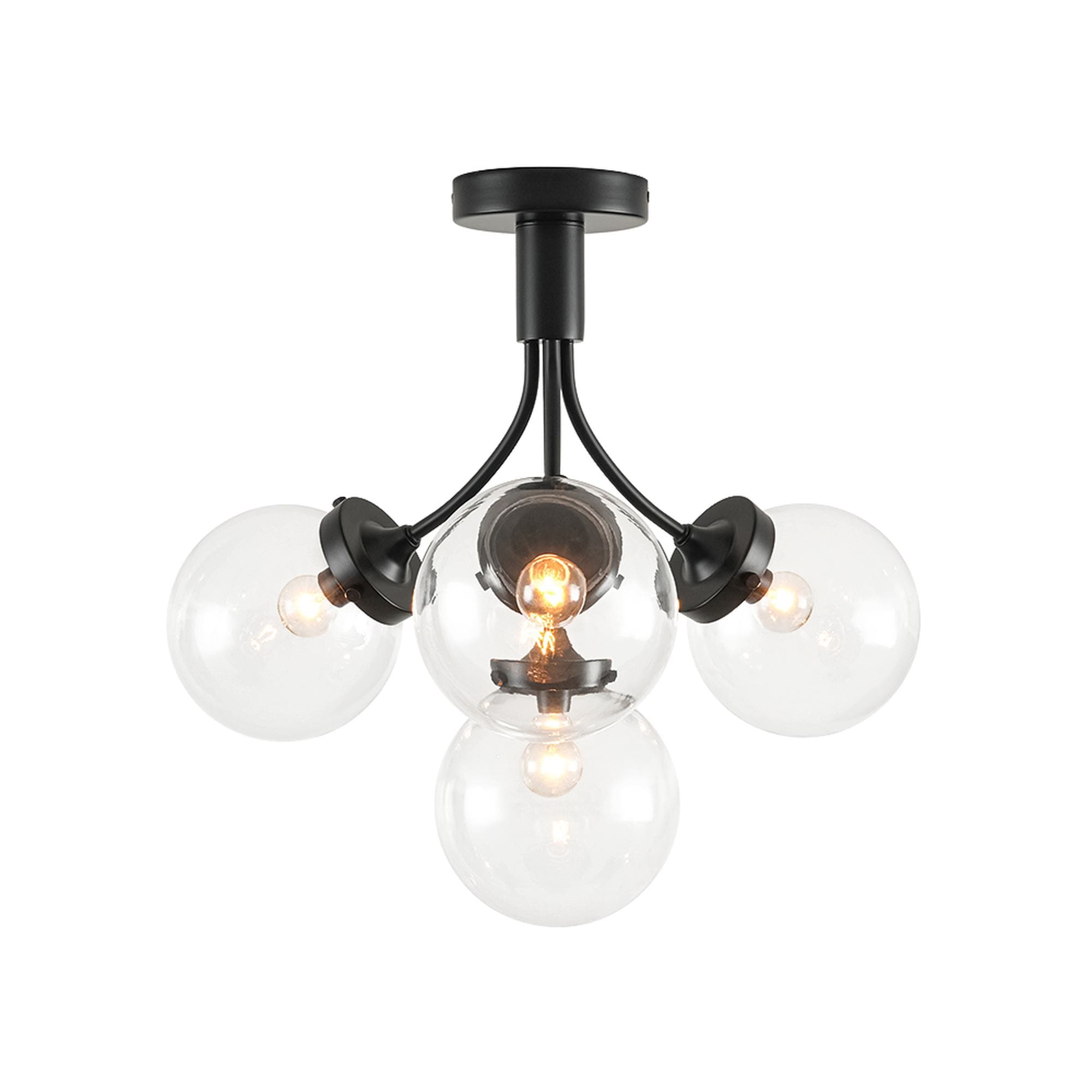 Zicbol PD1069901 4 -Light 21.7-in Black Semi Flush Mount Light