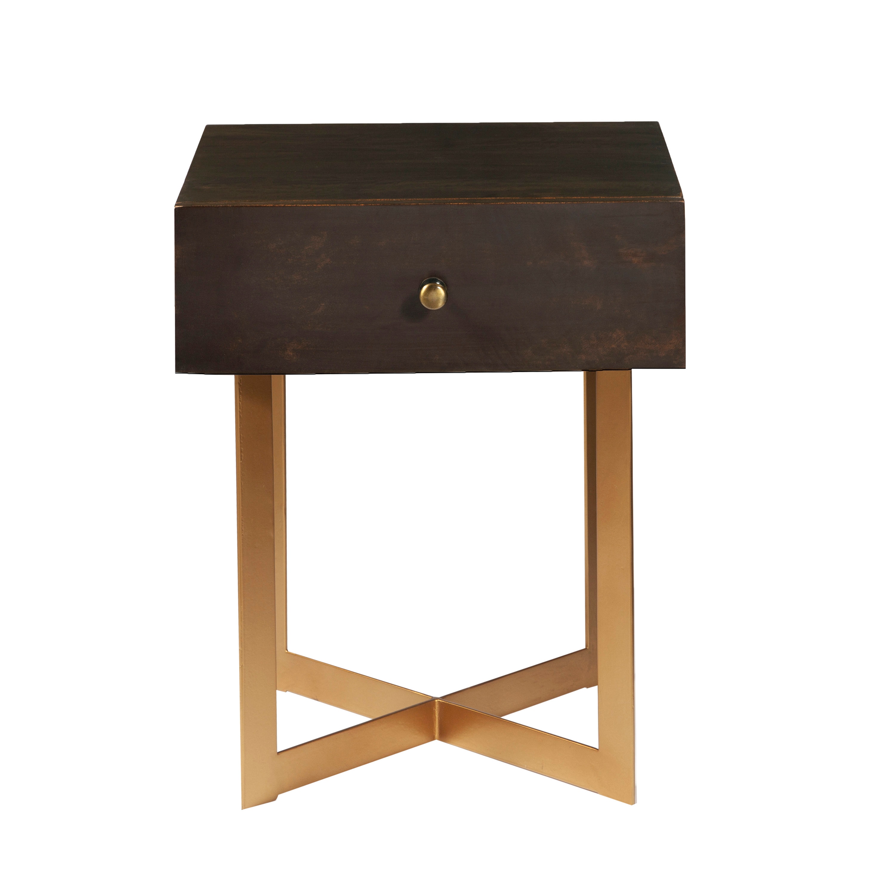 Accentrics Home DS-D454-212 15-in W x 22-in H Brown Metal End Table with Storage Fully Assembled