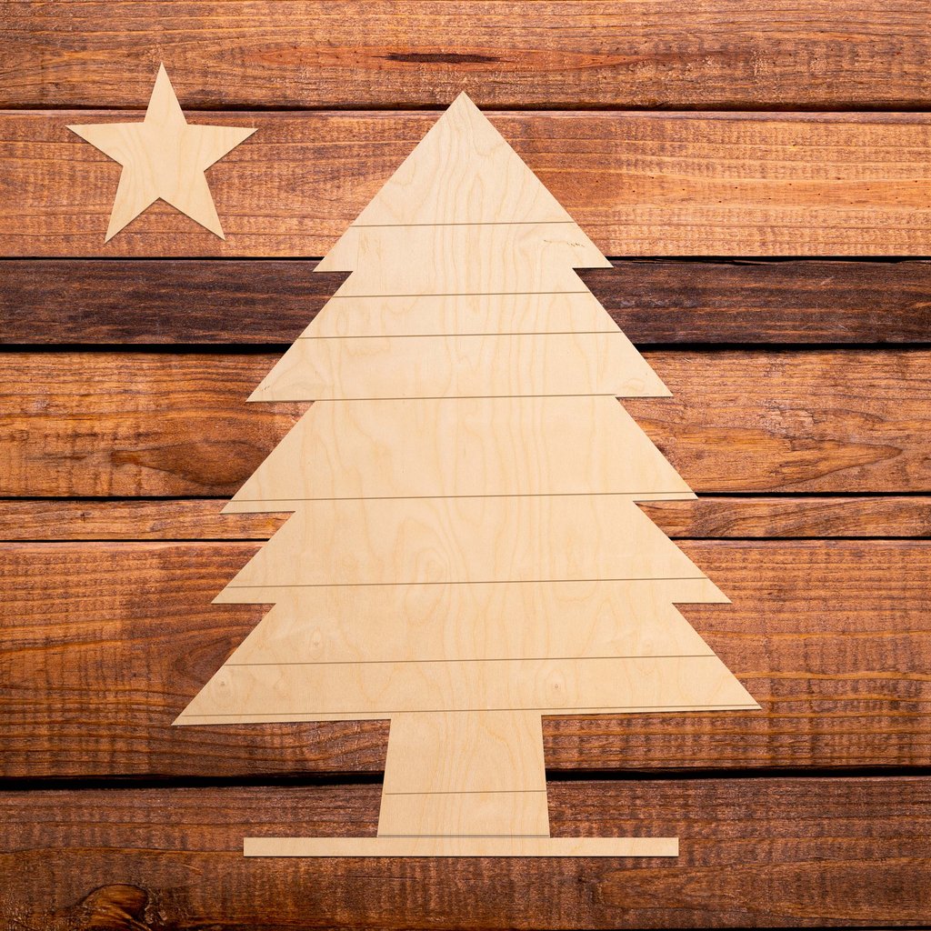 Unfinished Wood Co. H5992 GRV TRE 20.5 In. Grooved Tree with Star Unfinished