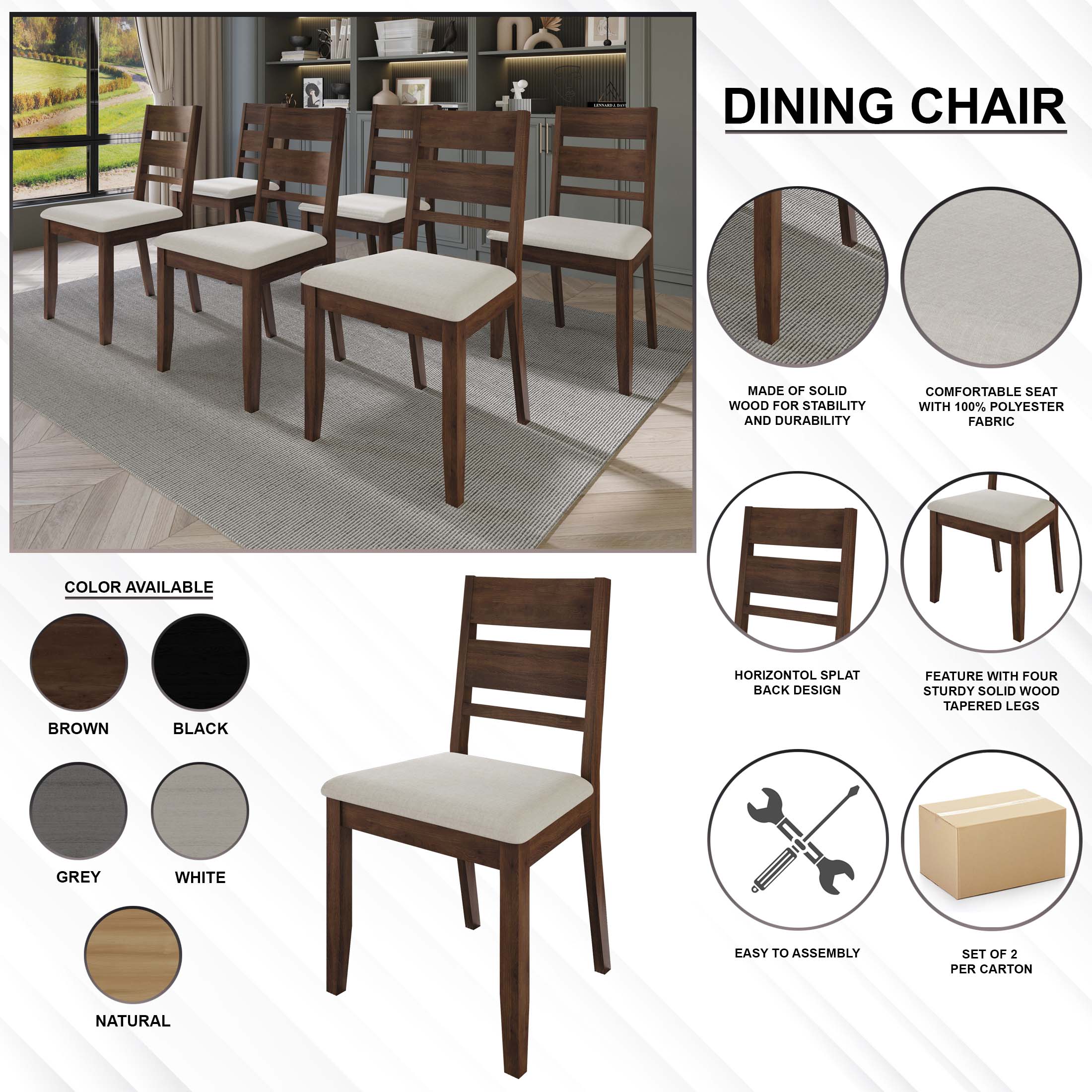 CasePiece C3065US-GY-WD-2X Dining-Chairs - View #8
