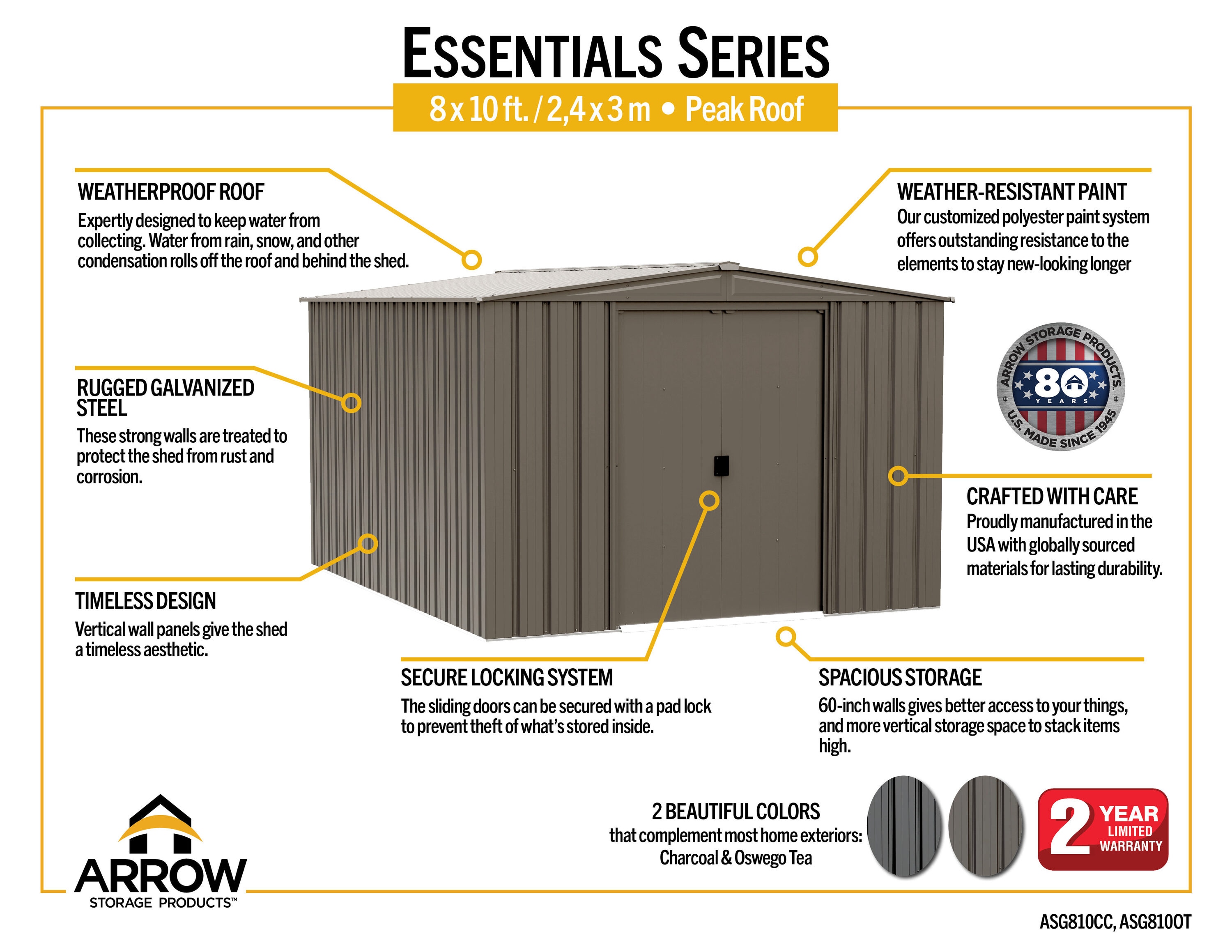 Arrow ASG810CC Metal-Storage-Buildings-Sheds - View #10