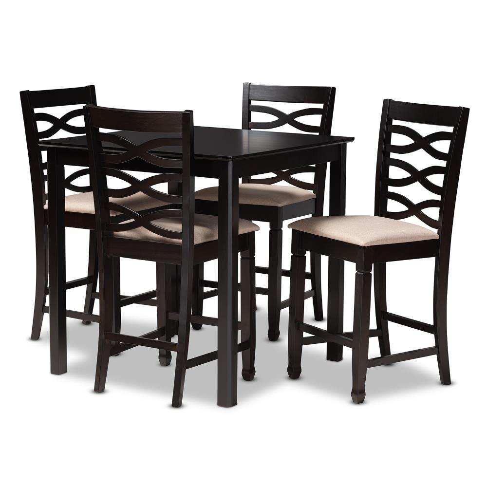 Baxton Studio 157-9599-9776-LW Lanier Sand/Espresso Contemporary/Modern Dining Room Set with Square Table ( Seats 4 )
