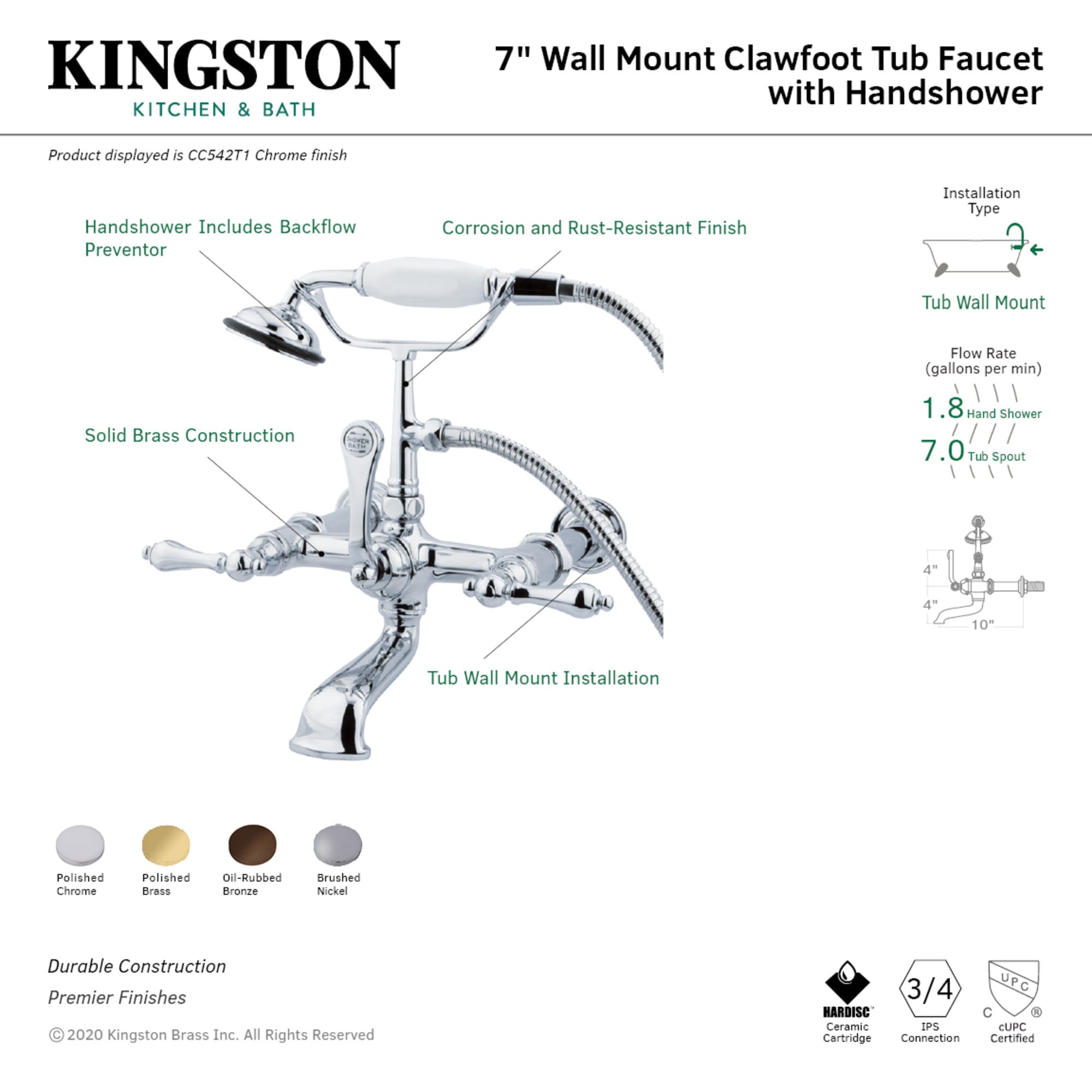 Kingston Brass WLCC541T5 Roman-Tub-Faucets - View #2