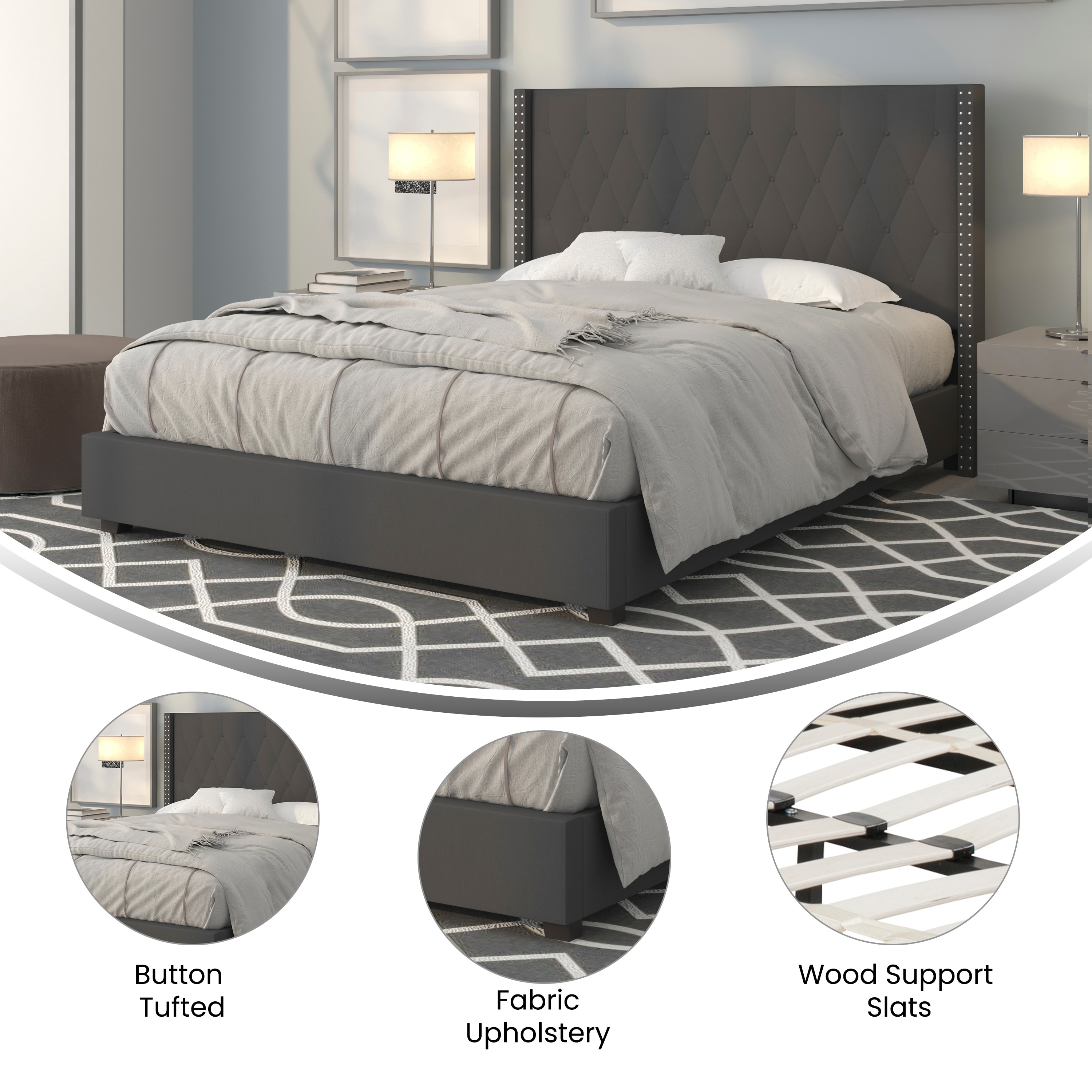 Flash furniture riverdale tufted upholstered platform bed sales