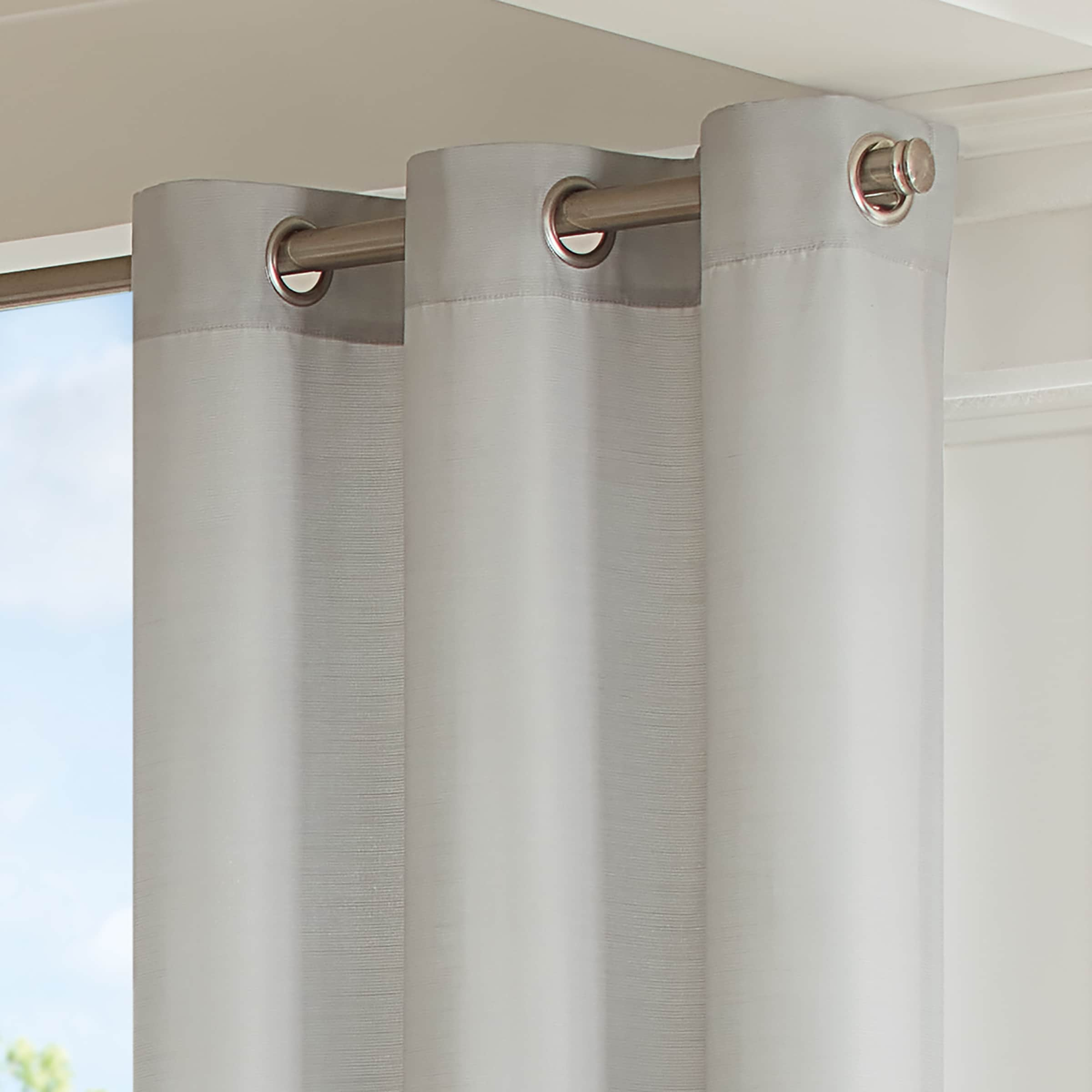 allen + roth 84-in Outdoor Grey Light Filtering Grommet Curtain Panel ...