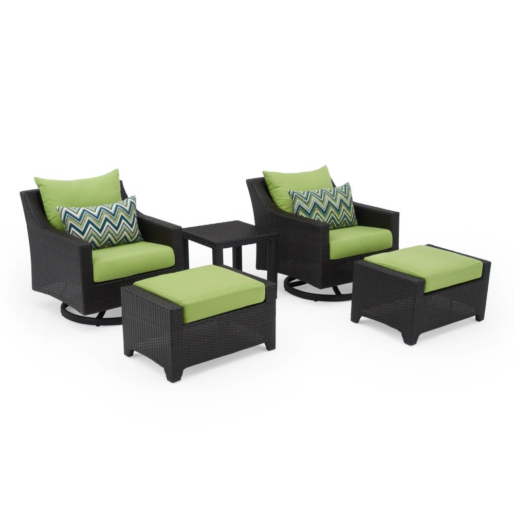 RST Brands OP-PECLB5M-GNK-K Deco 5-Piece Wicker Patio Conversation Set with Green Sunbrella Cushions