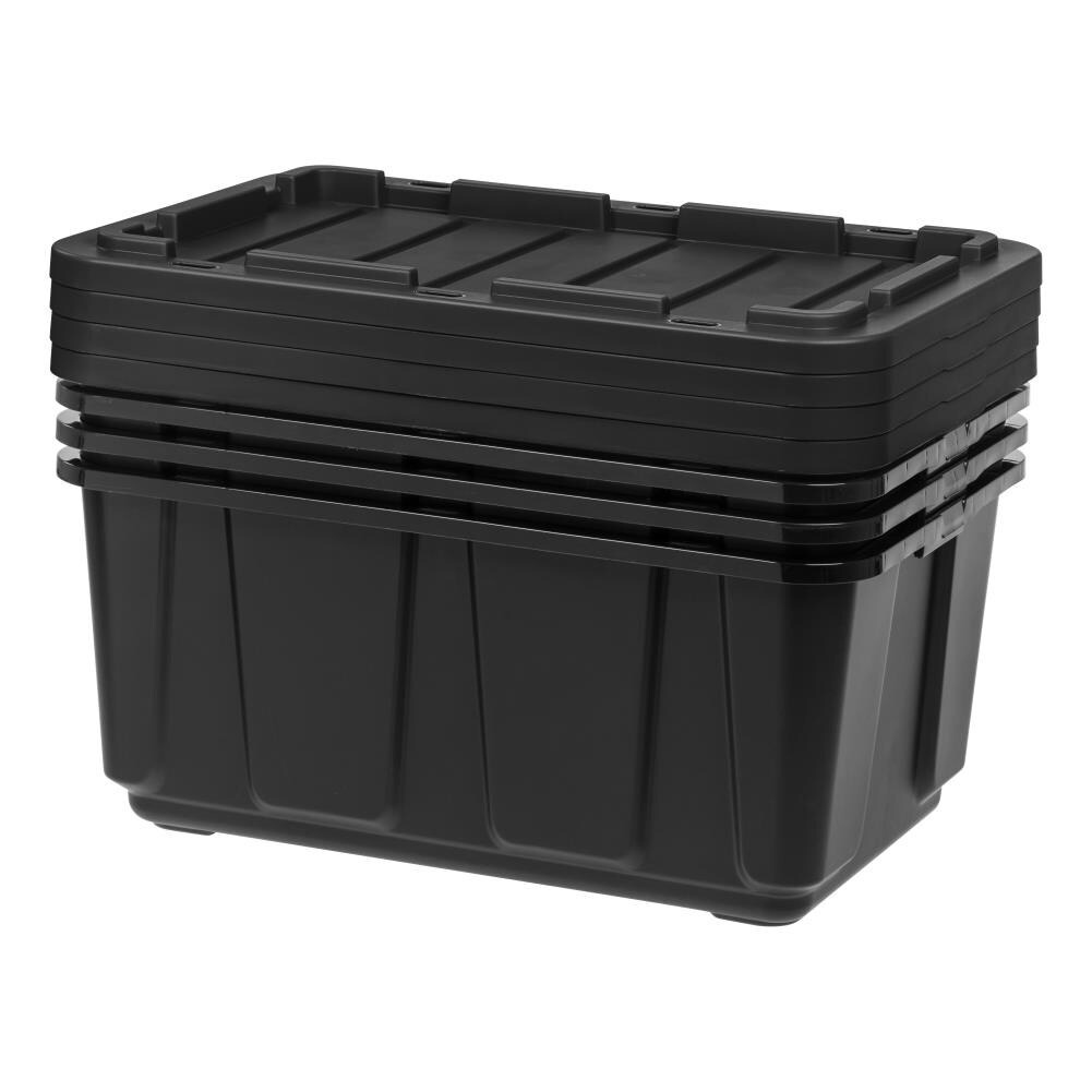 IRIS 4-Pack X-large 27-Gallons (108-Quart) Black Tote with Standard Snap  Lid at