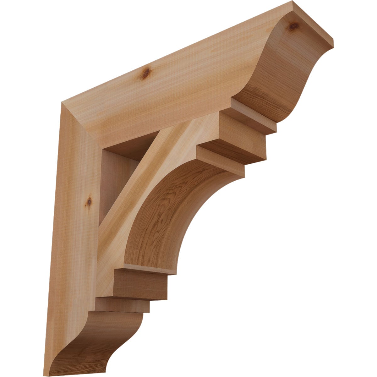 Ekena Millwork BKT06X24X24MRC01SWR Merced traditional smooth 5-1/2-in x 24-in x 24-in Western red cedar Brown Wood Standard bracket