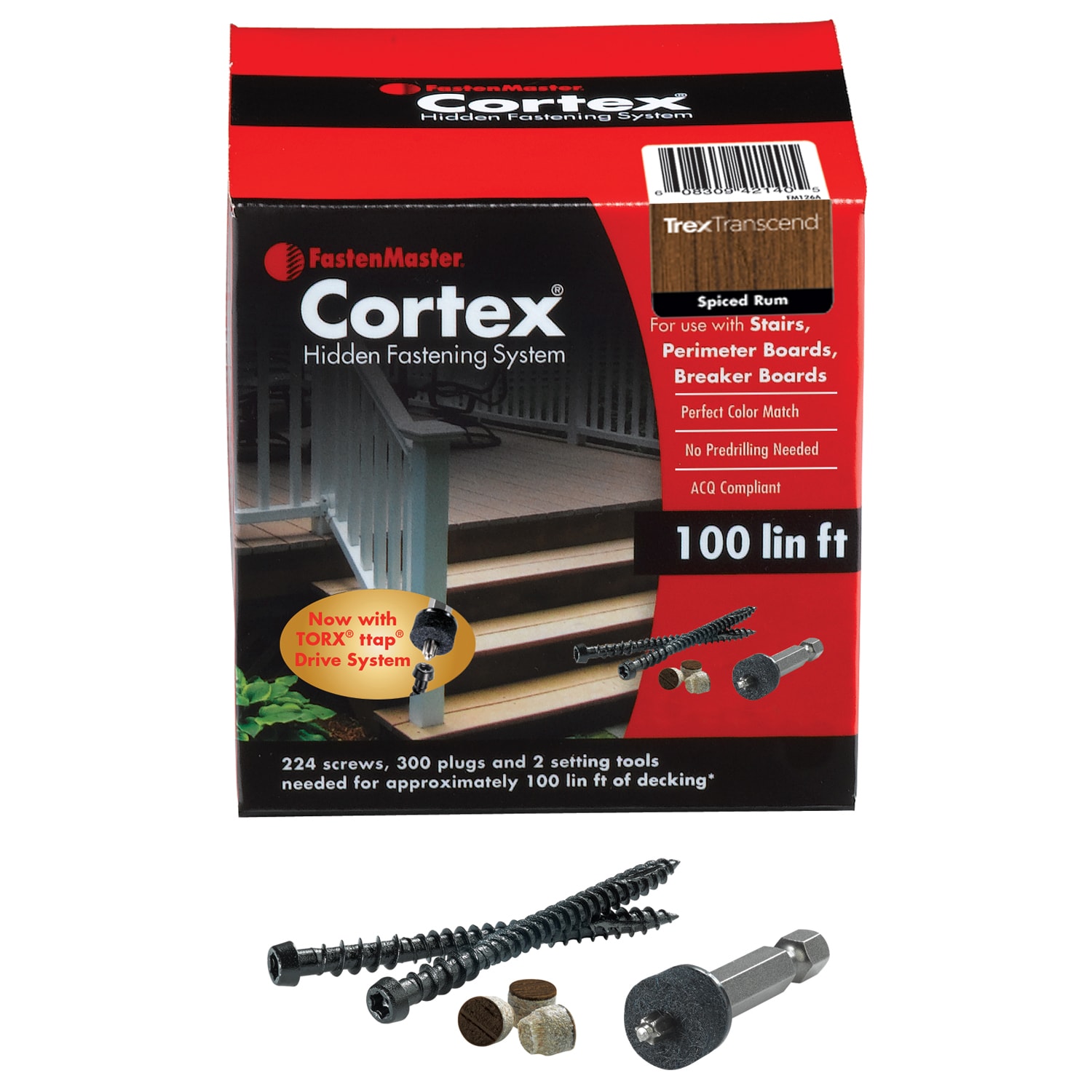 FastenMaster for Trex Cortex 100-lin ft Coverage Spiced Rum Self 