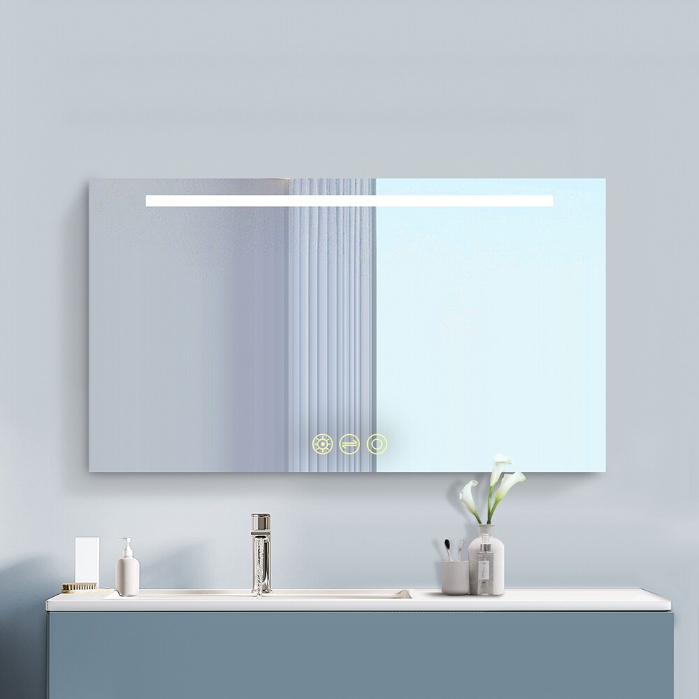 Topcraft 4224-01-J 42-in x 24-in Dimmable Lighted Clear Fog Free Framed Frameless Bathroom Vanity Mirror
