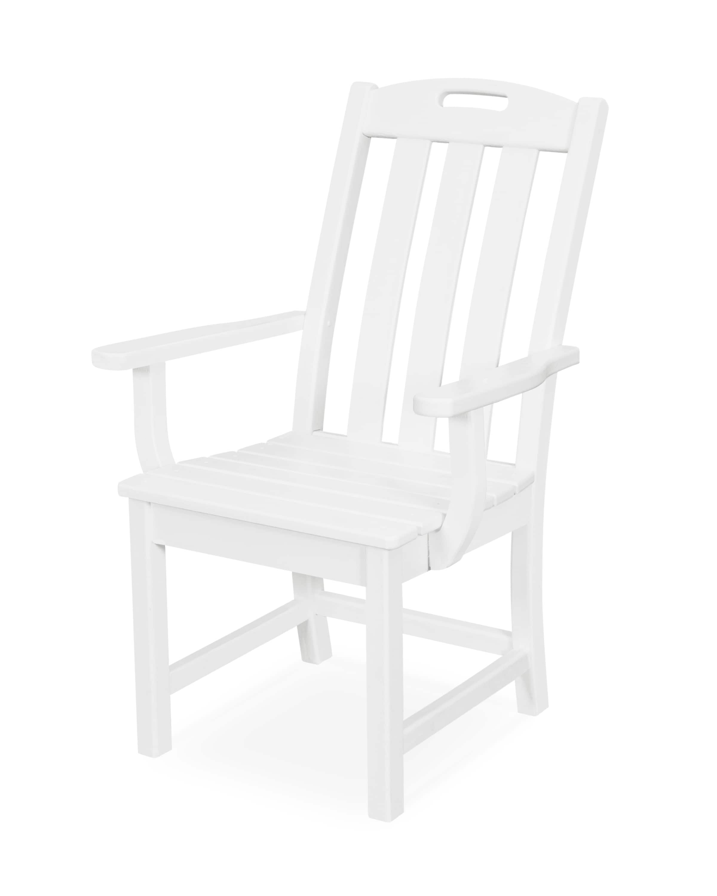 Trex Outdoor Furniture TXD230CW Yacht Club Classic White HDPE Frame Stationary Dining Chair with Solid Seat
