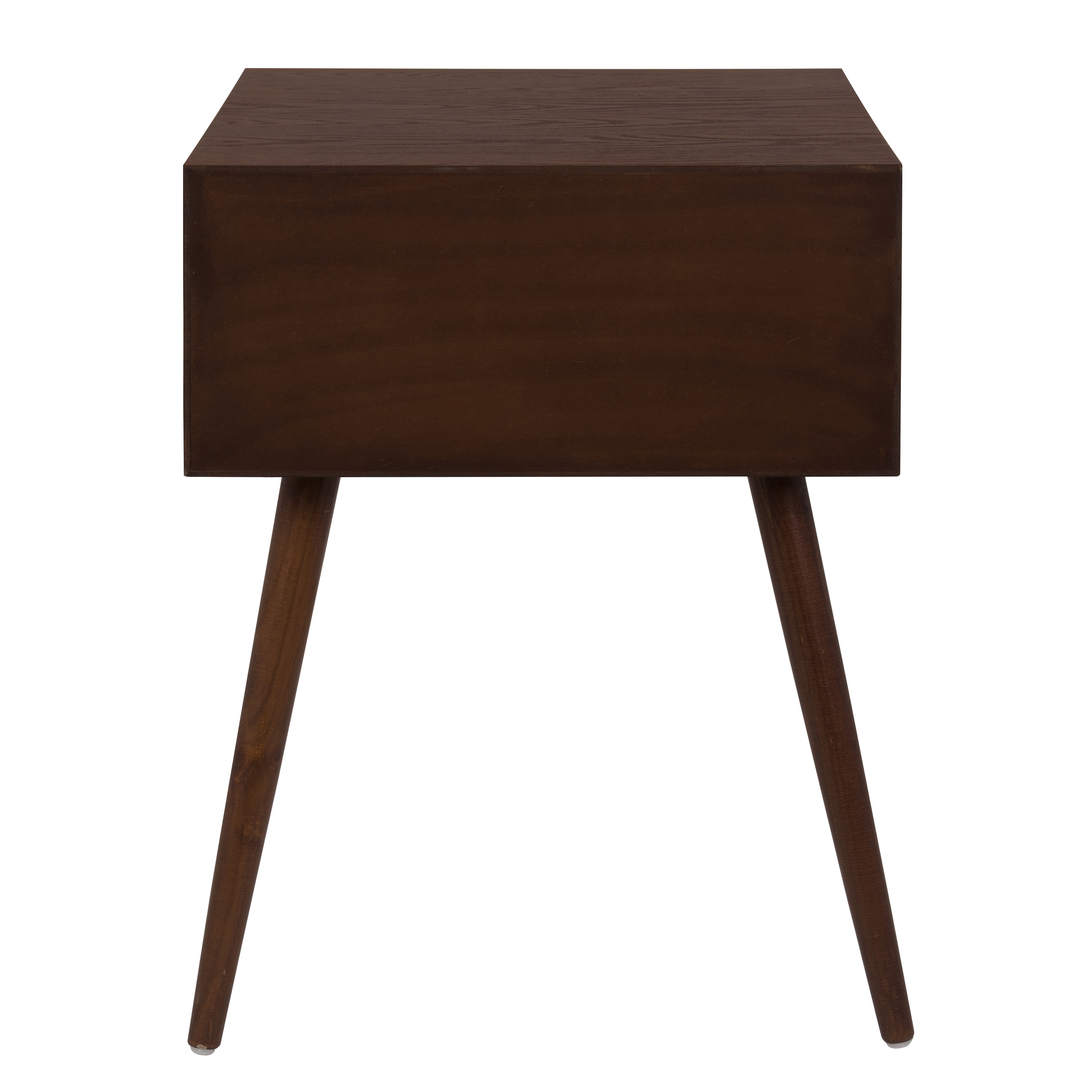 Midcentury Modern Walnut Brown and White Side Table with Storage