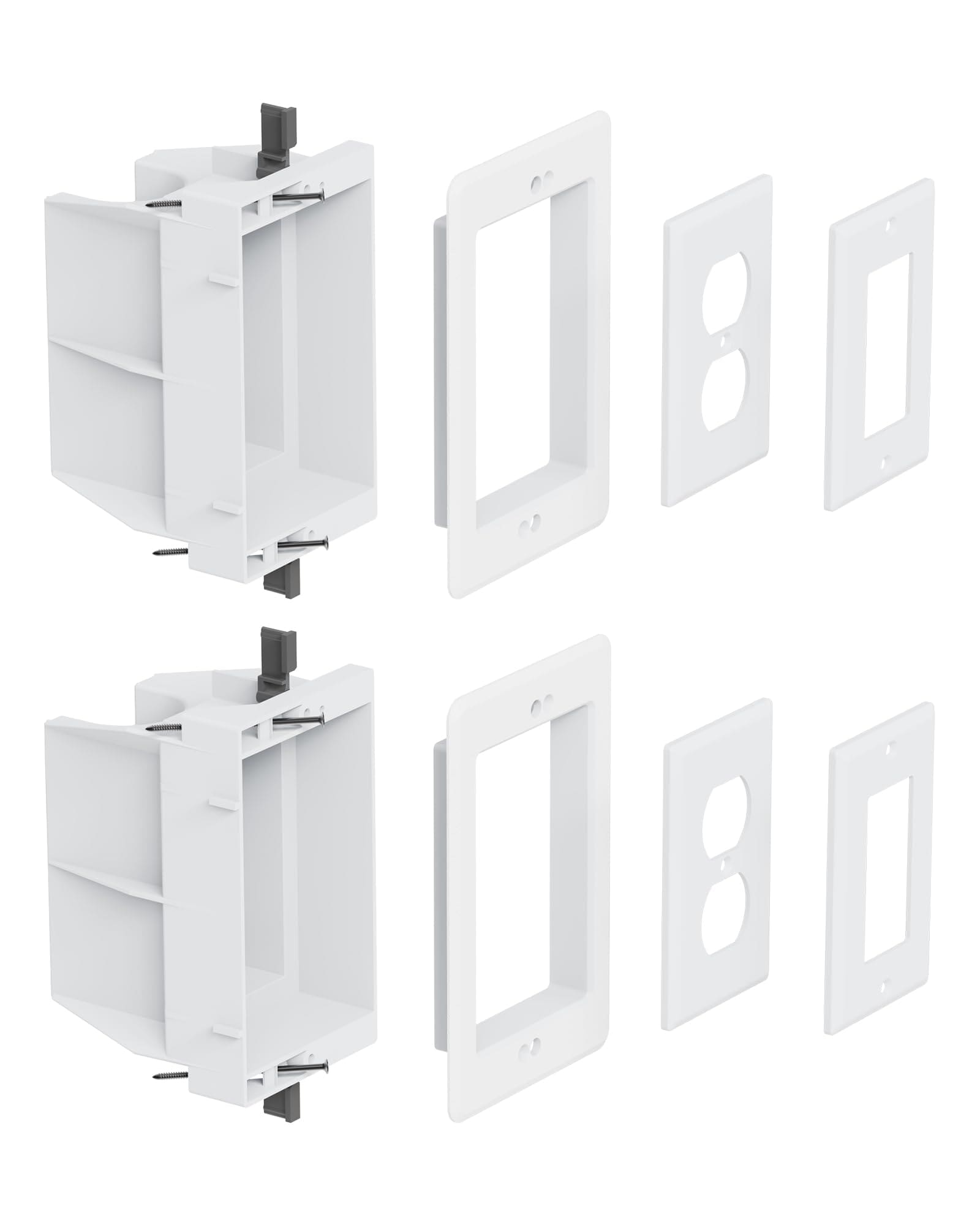 Aoibox  Single Gang Recessed Electrical Box for Wall Mounted TV Cable Antenna Phone Lines GFCI or Standard