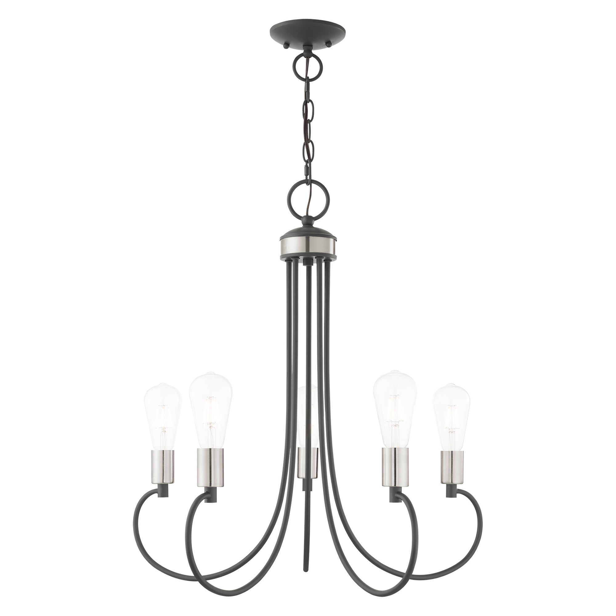 Livex Lighting 42925-76 Bari 5 -Light Matte Gray Transitional For Use in Bathrooms, Bedrooms, Dining Rooms, Foyers, Kitchens, Living Rooms Chandelier