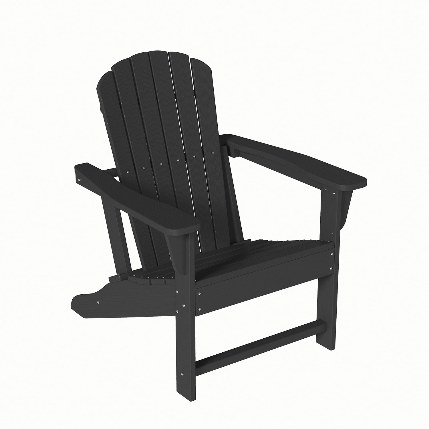GZMR GZ-110420ML Black Hdpe Frame Stationary Adirondack Chair with Slat Seat