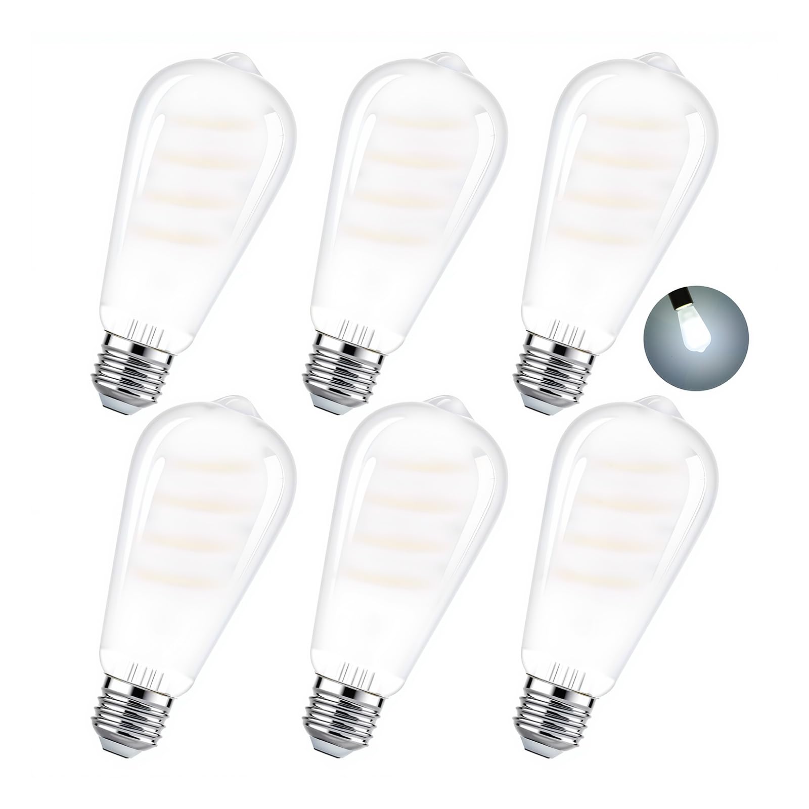 IUEST ST58 6 pack Dimmable E26 Edison Bulbs Frosted LED Light Bulb 60 ...