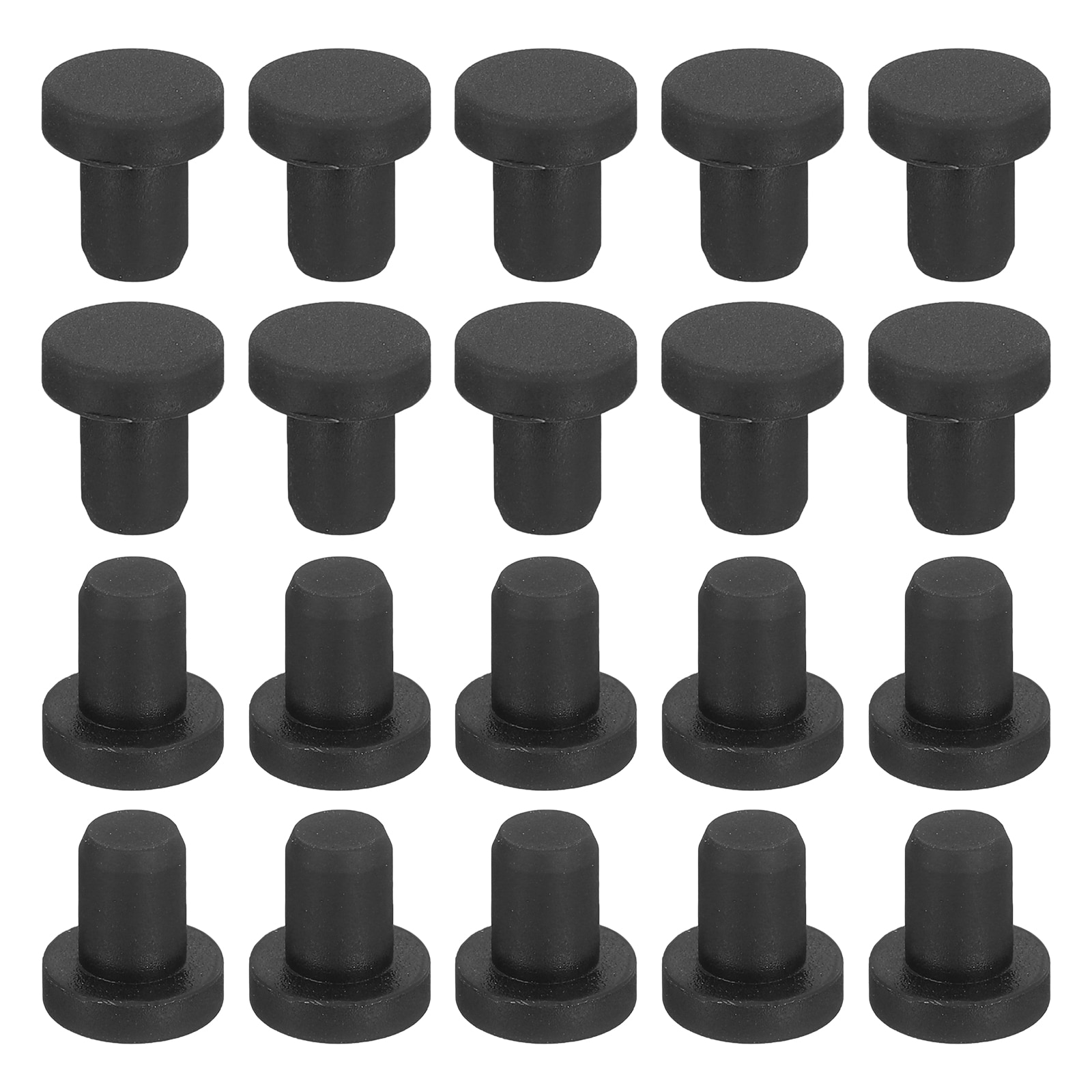 Unique Bargains 30pcs Black Rubber Stopper Plugs 4.4mm Round Waterproof Button Plug Holes for 4-4.3mm/0.16-0.17inch Hole T-Shaped Soft Flexible Rubber Stopper Set for Bottle Tubes / DIY #S26042801UX4637