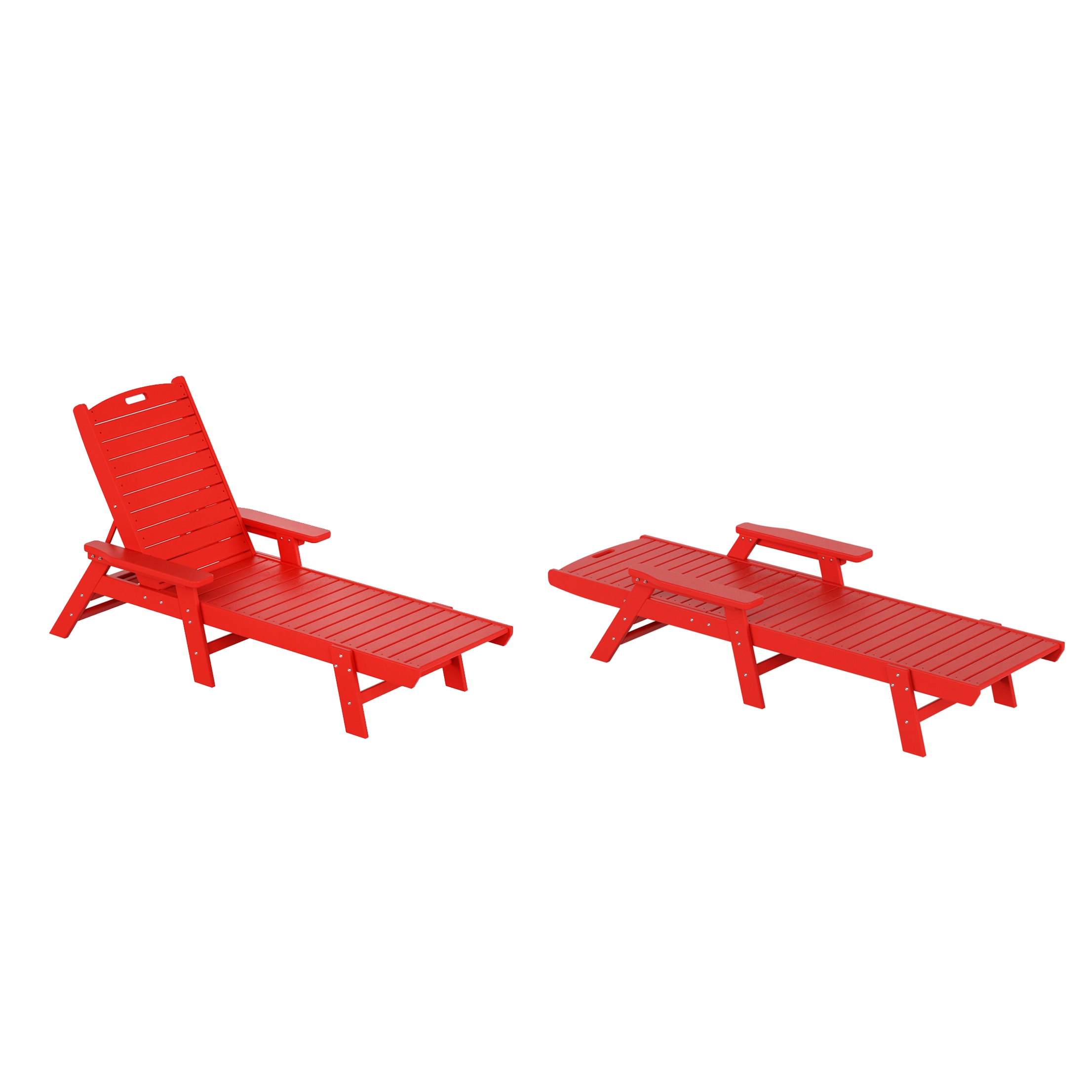 Laguna Red Plastic Chaise Beach Lounger with Arms