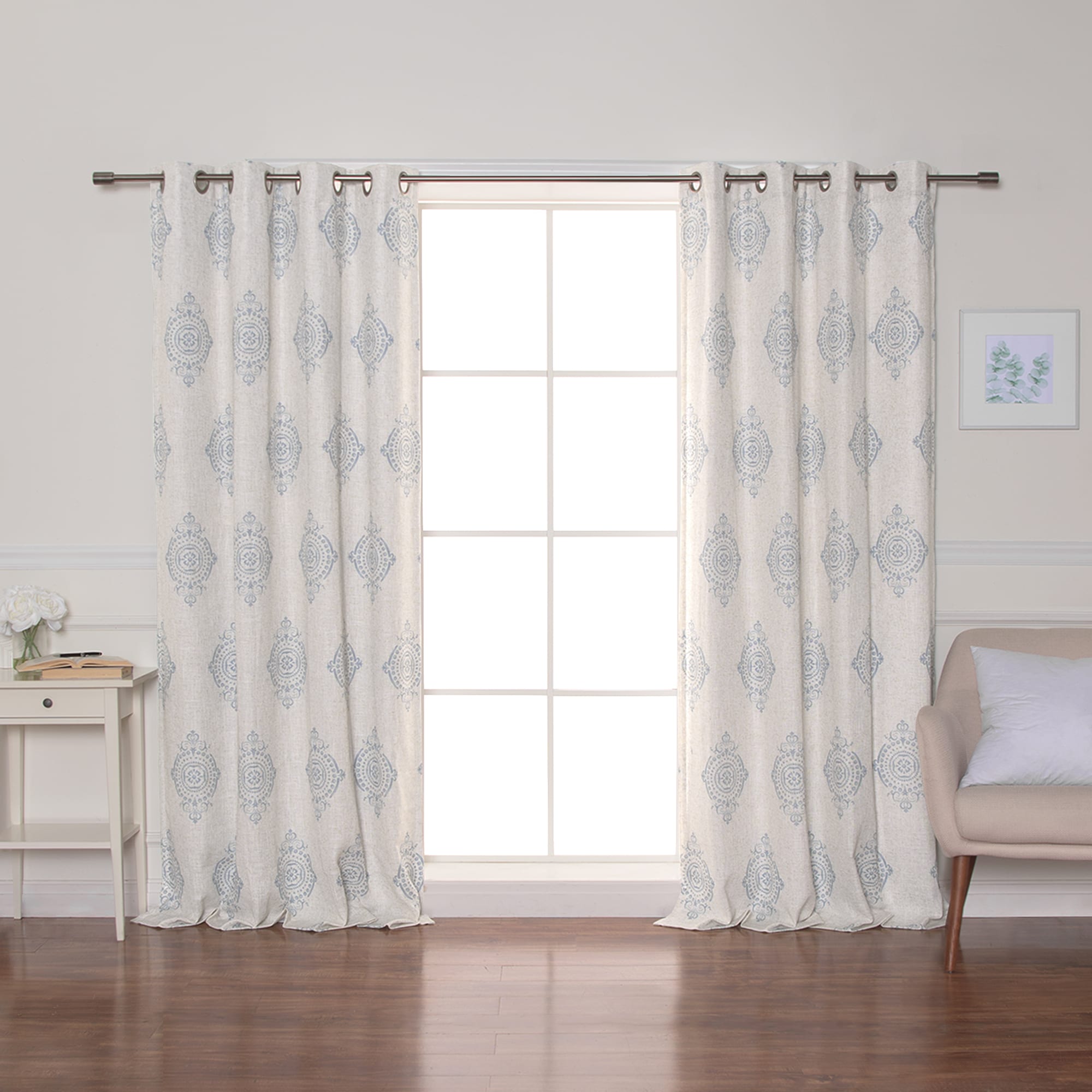 Best Home Fashion JC-16-MED02-84-BLUE 84-Inches Blue Blackout Thermal lined Grommet Single curtain panel