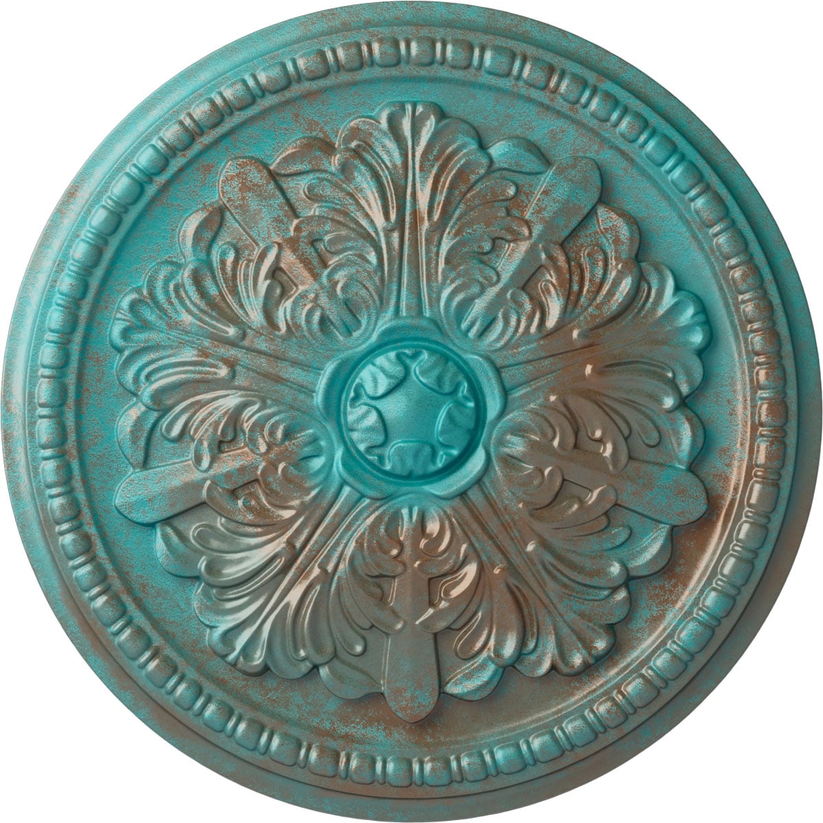 Ekena Millwork CM16SWCGS Swindon 16.875-in W x 16.875-in L Painted Copper Green Patina Polyurethane Whole Ceiling Medallion