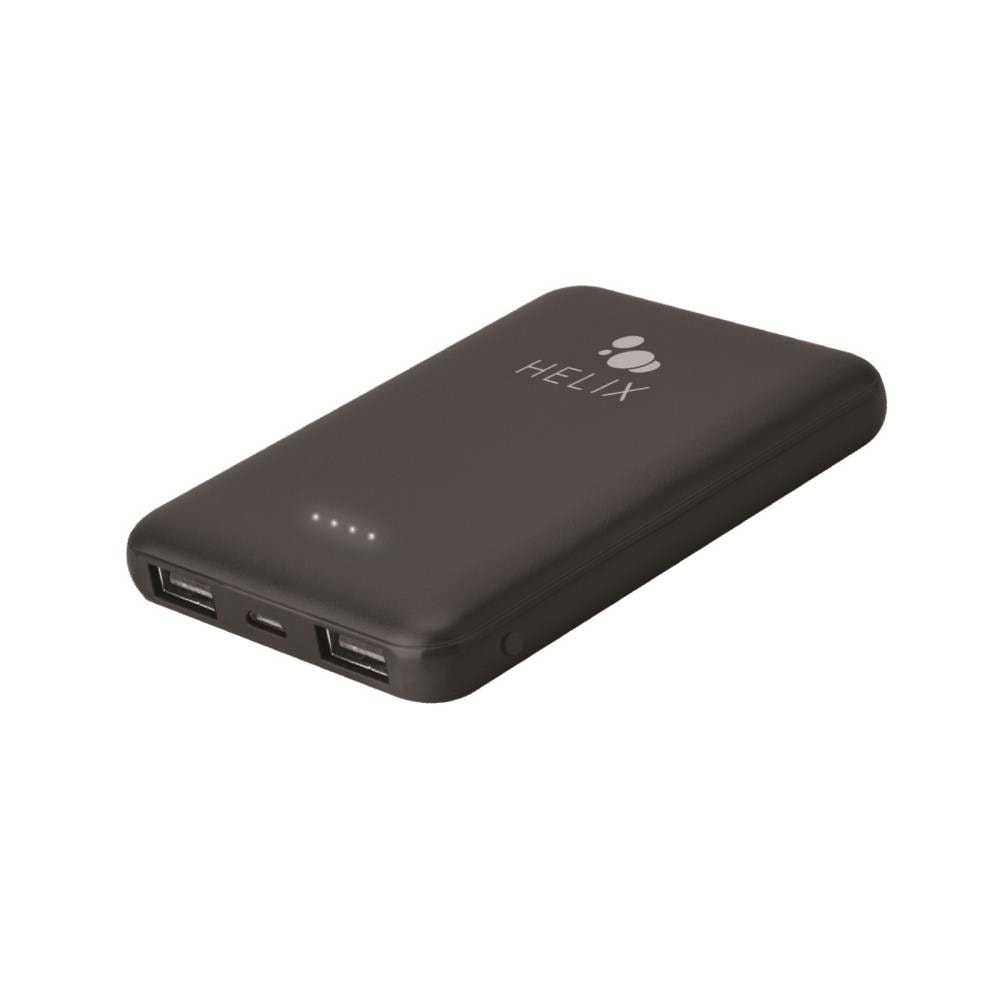 Helix Black 5,000mAh Power Bank with 2 Ports, Dual USB Charging, Compact  Portable Design, LED Power Indicator