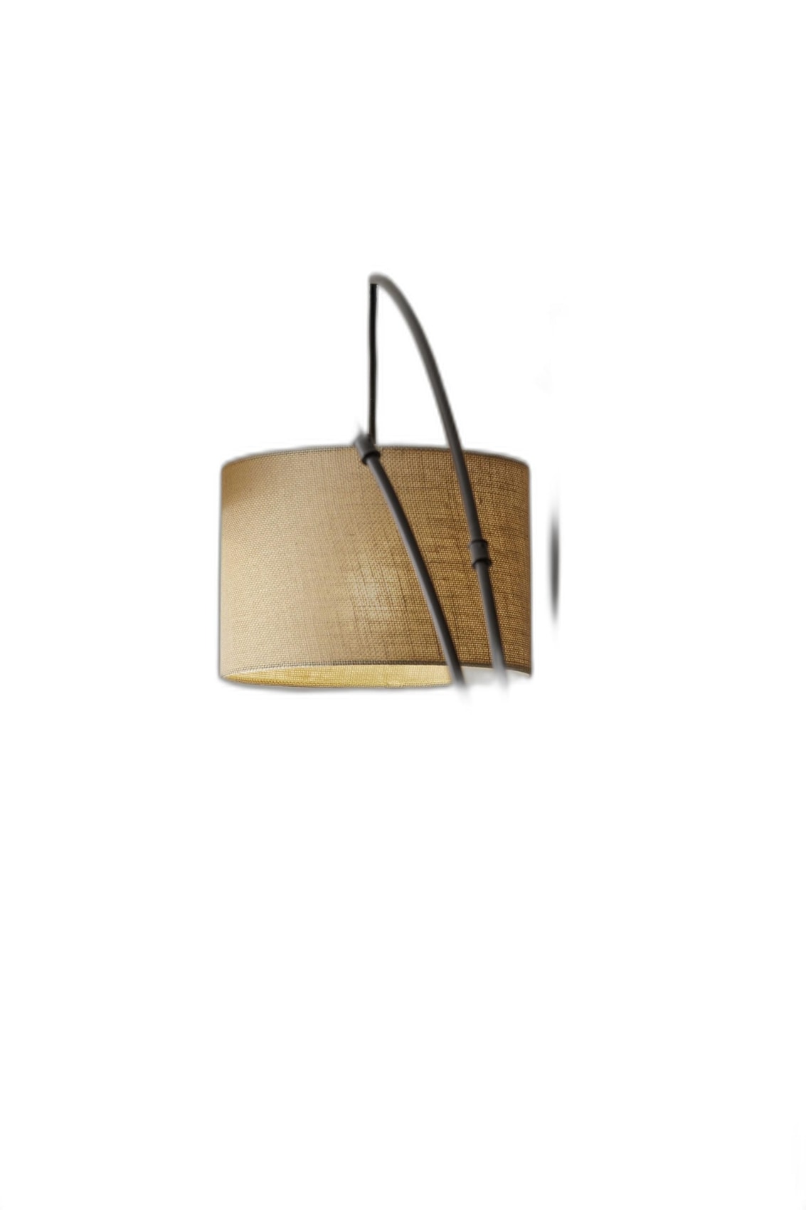 Contemporary Bronze Arc Floor Lamp with Beige Burlap Shades
