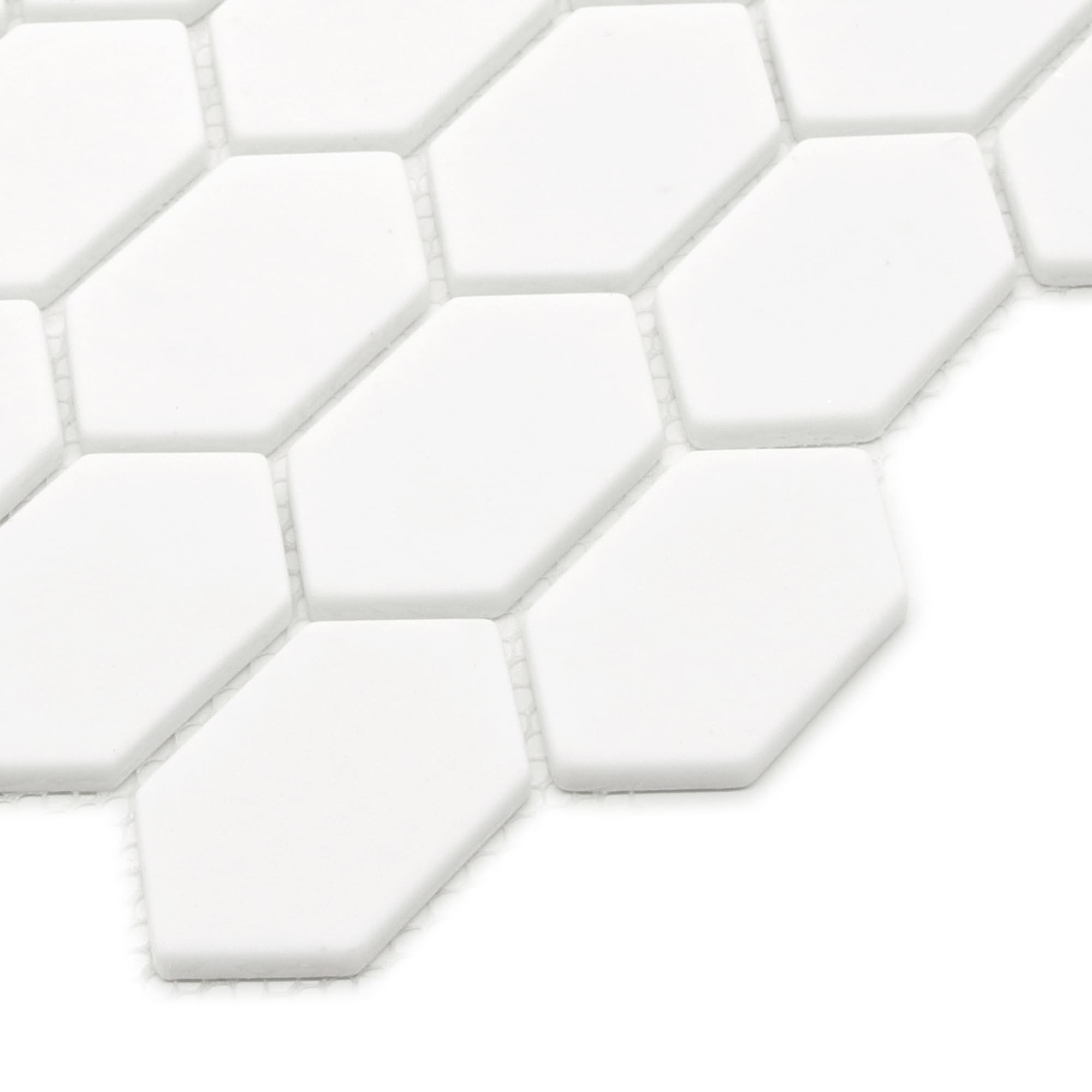 White Hexagonal Matte Glass Mosaic Tile Sheets