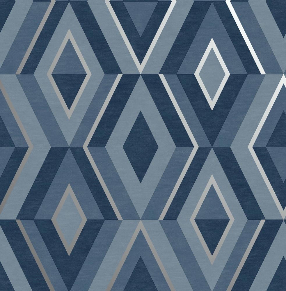 Fine Decor FD42608 Medley 56.4-Sq. Feet Blue Paper Geometric Unpasted Wallpaper