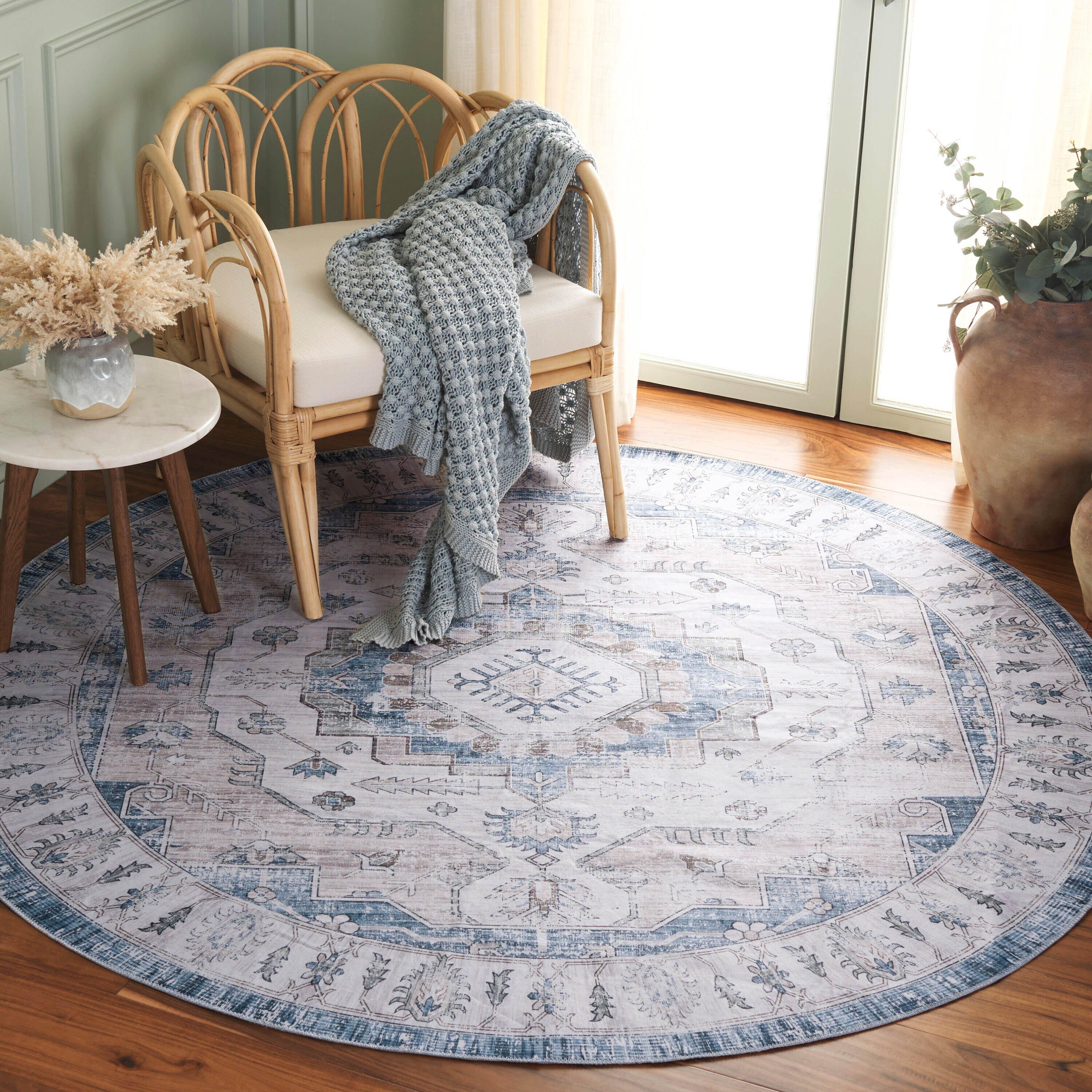 Arizona 216F Grey/Blue 6ft x 6ft Traditional Rug