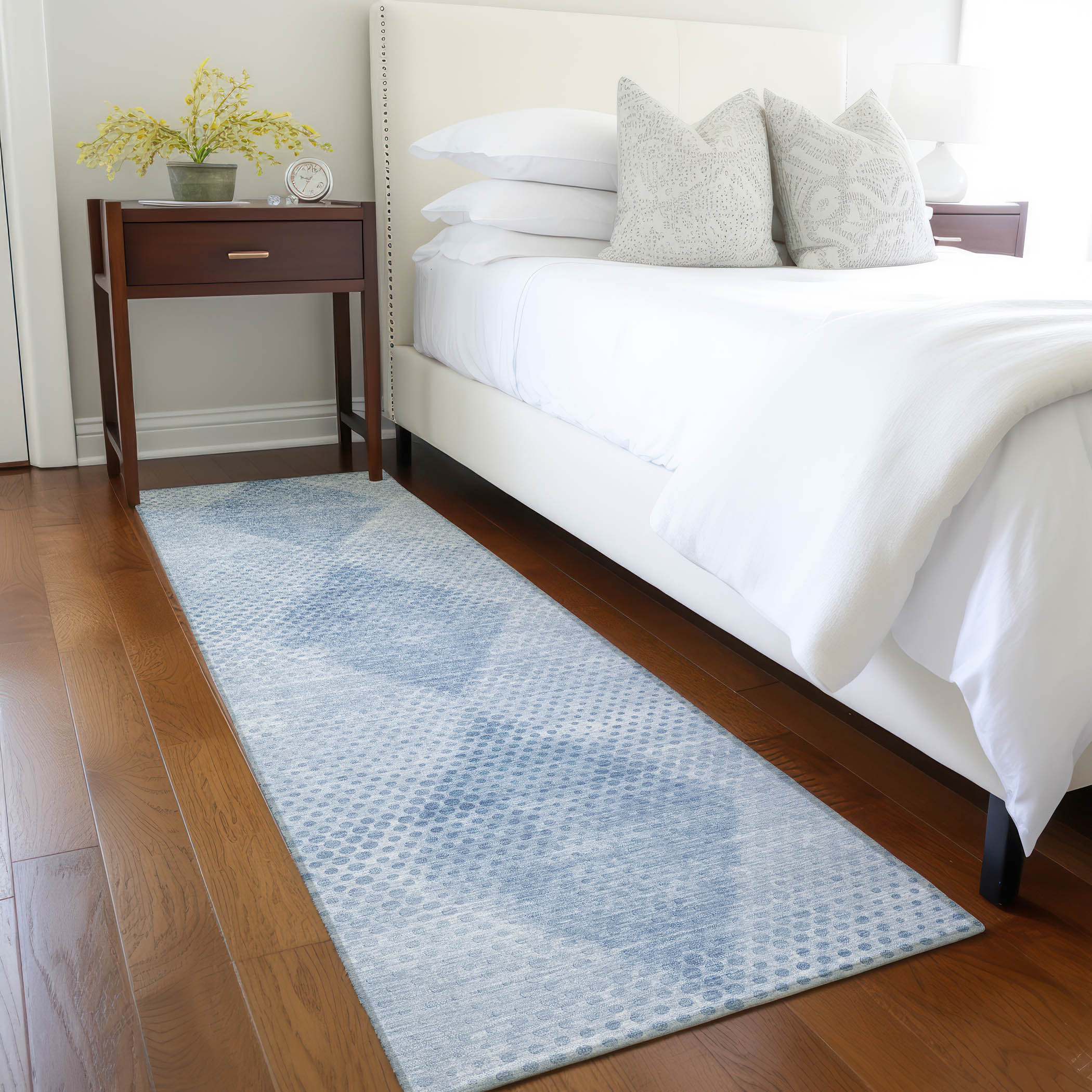 Addison Rugs ACN539BU2X8 Chantille 2 x 7 (ft) Polyester Blue Rectangular Indoor/Outdoor Abstract Mid-Century Modern Machine washable Area rug