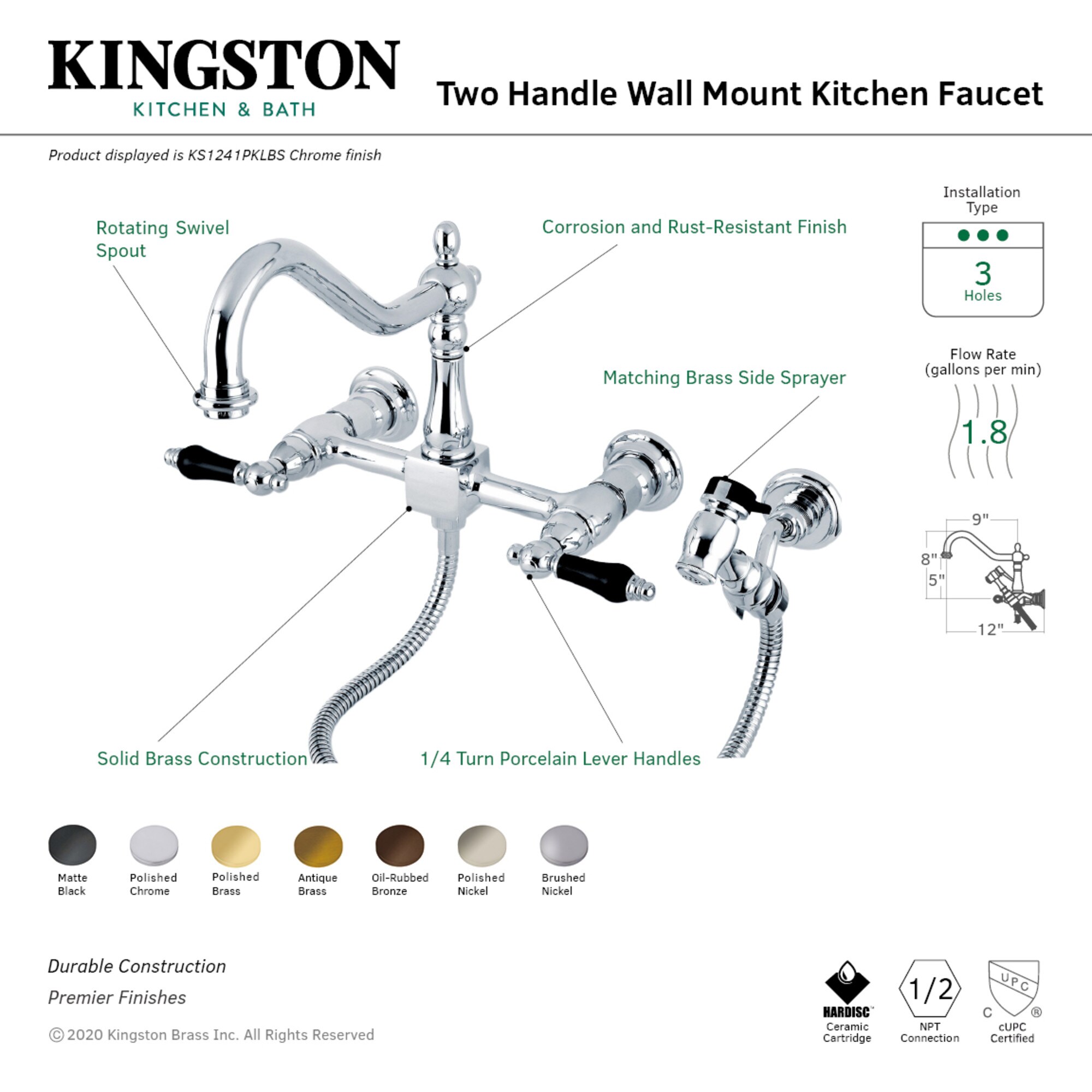 Kingston Brass WLKS1246PKLBS Kitchen-Faucets - View #3