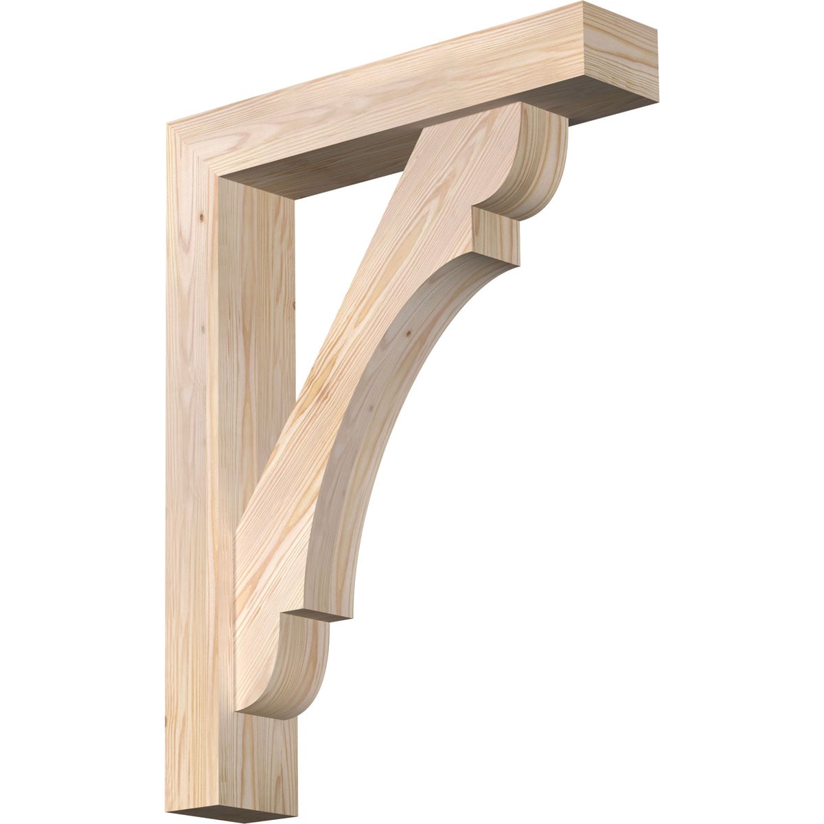 Ekena Millwork 1463751 Olympic block smooth bracket with offset brace Douglas Fir Wood Standard Bracket