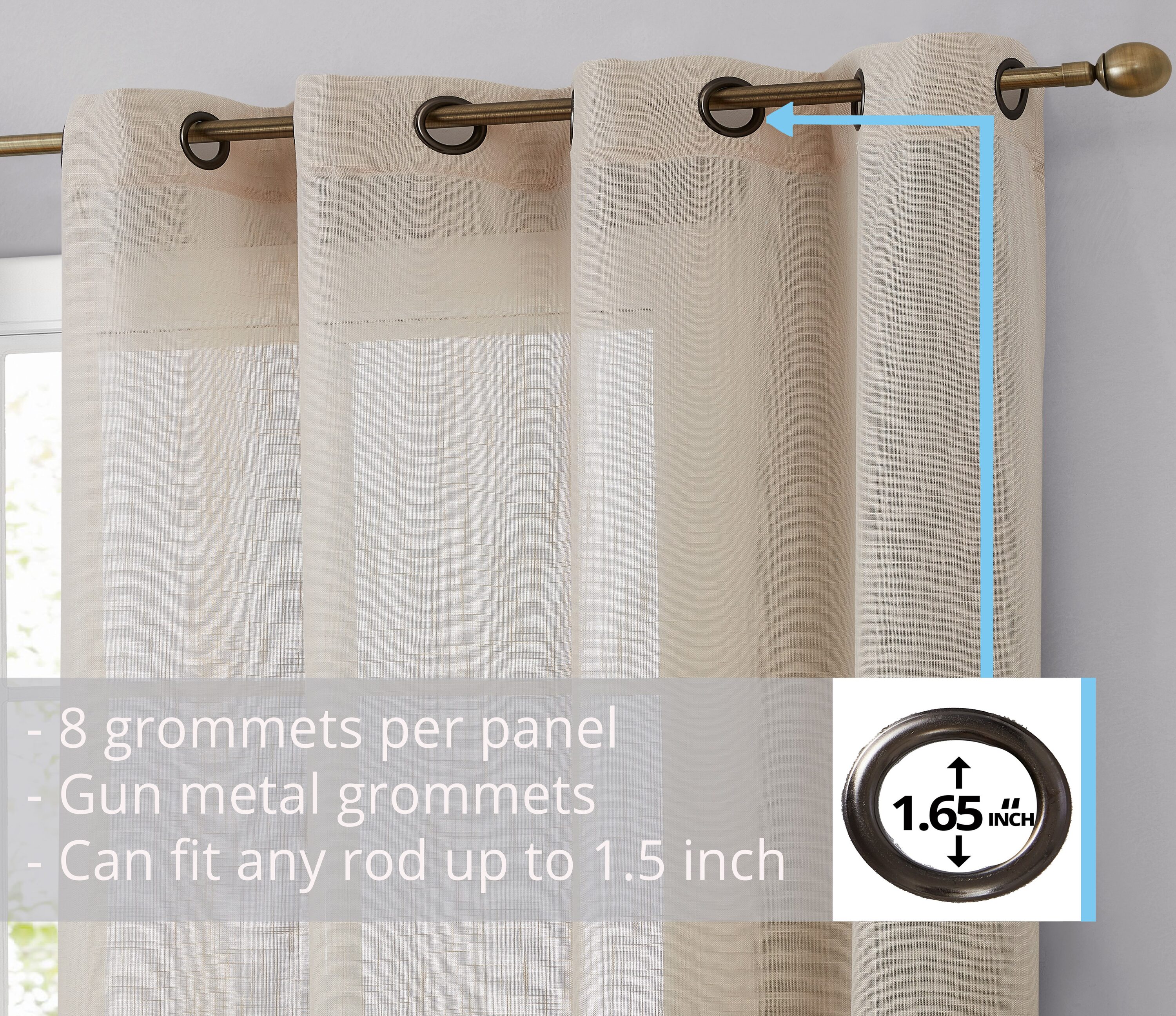 Totally Home Decor ABY-FXLNGR-BEIG63 curtains - View #2