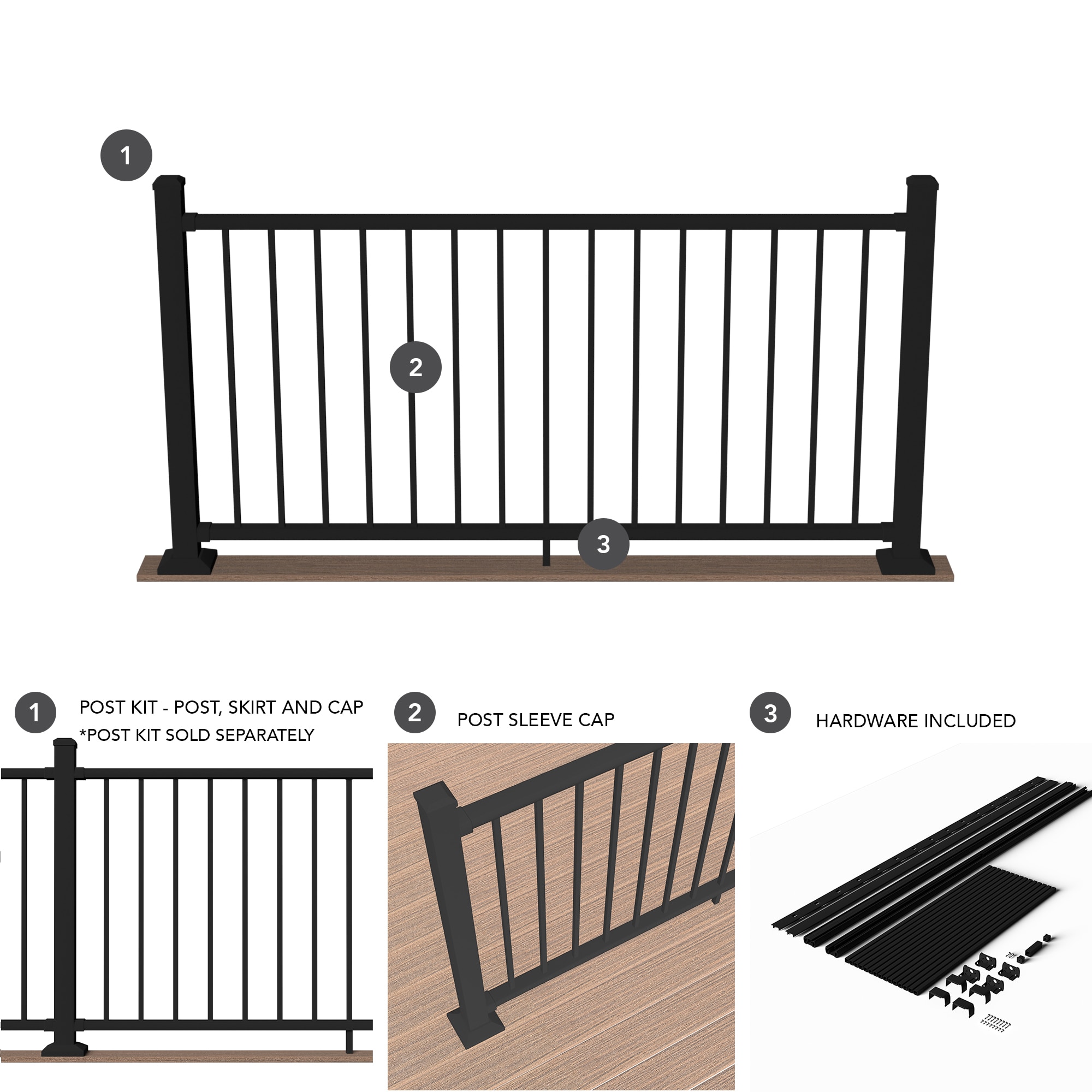 Deckorators Rapid Rail 6-ft x 36-in Matte Black Aluminum Deck Rail Kit ...