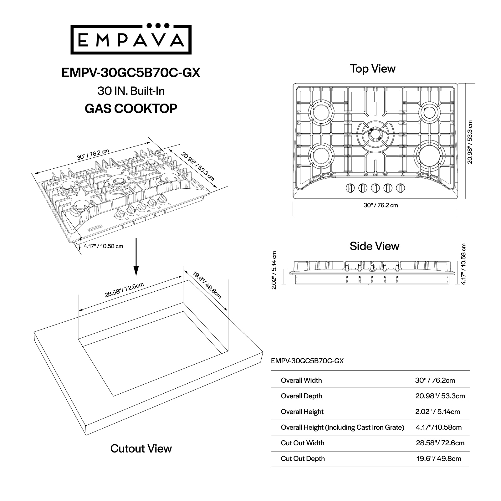 Empava EMPV-30GC5B70C Gas-Cktp - View #15