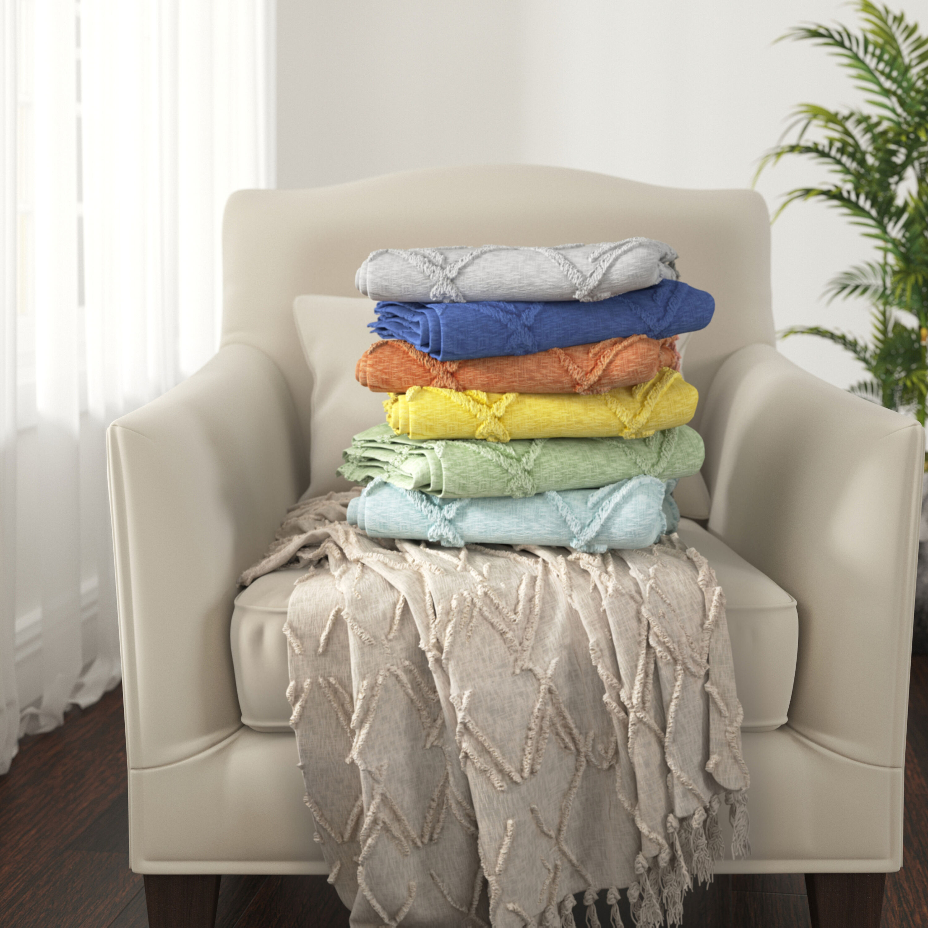 LR Home 0675A4084934J8 Black/Natural 50-in x 60-in Cotton Throw